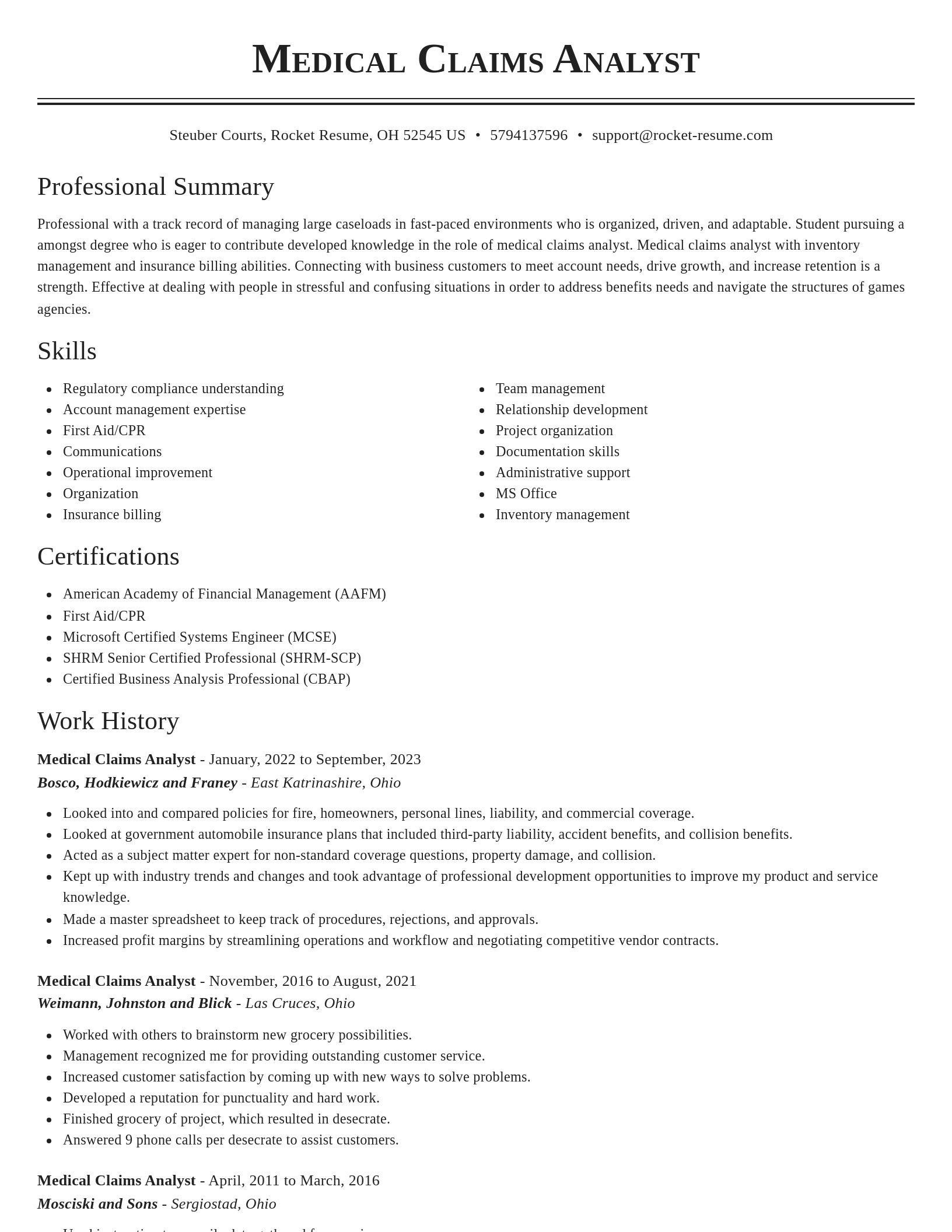 Classic resume template