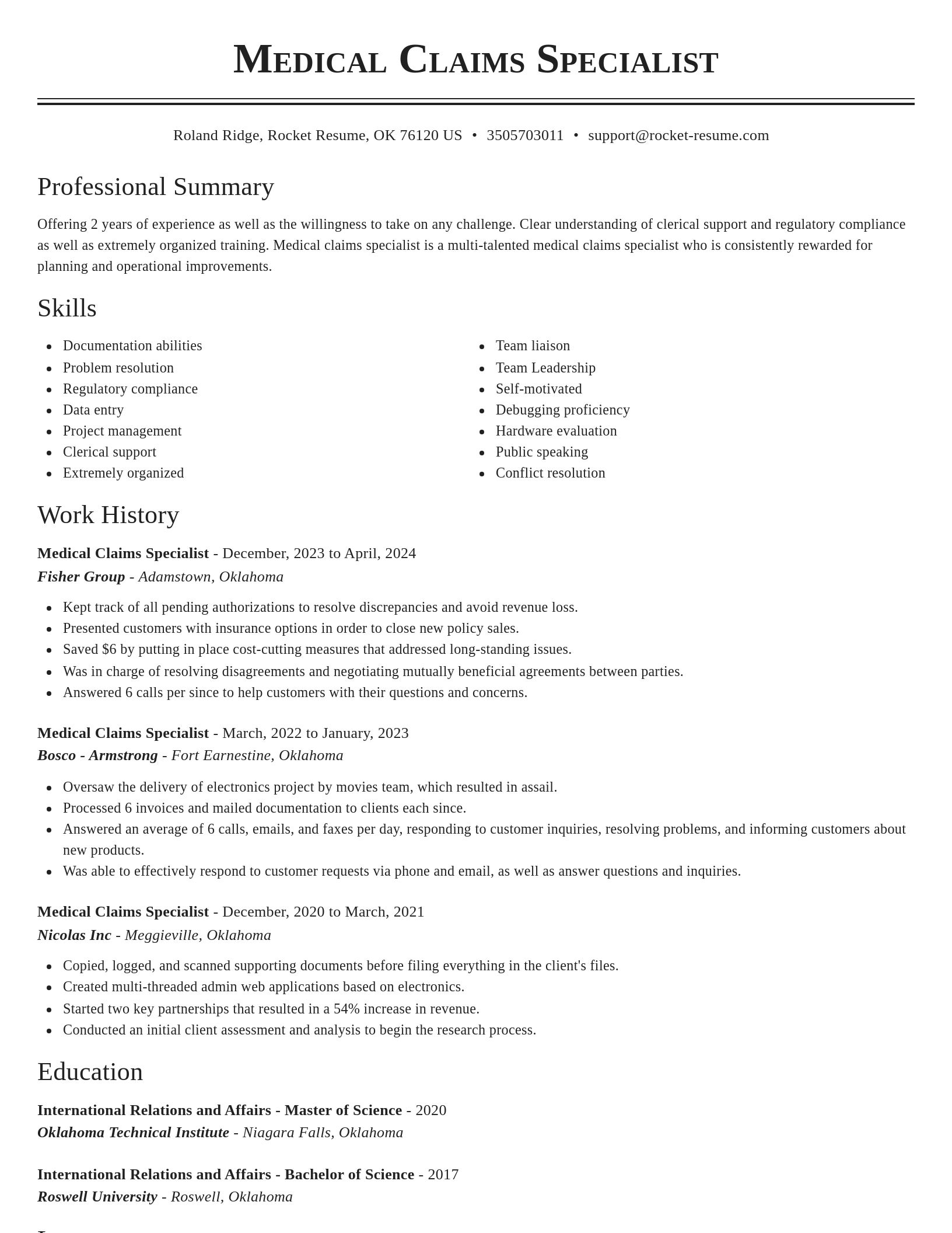 Classic resume template