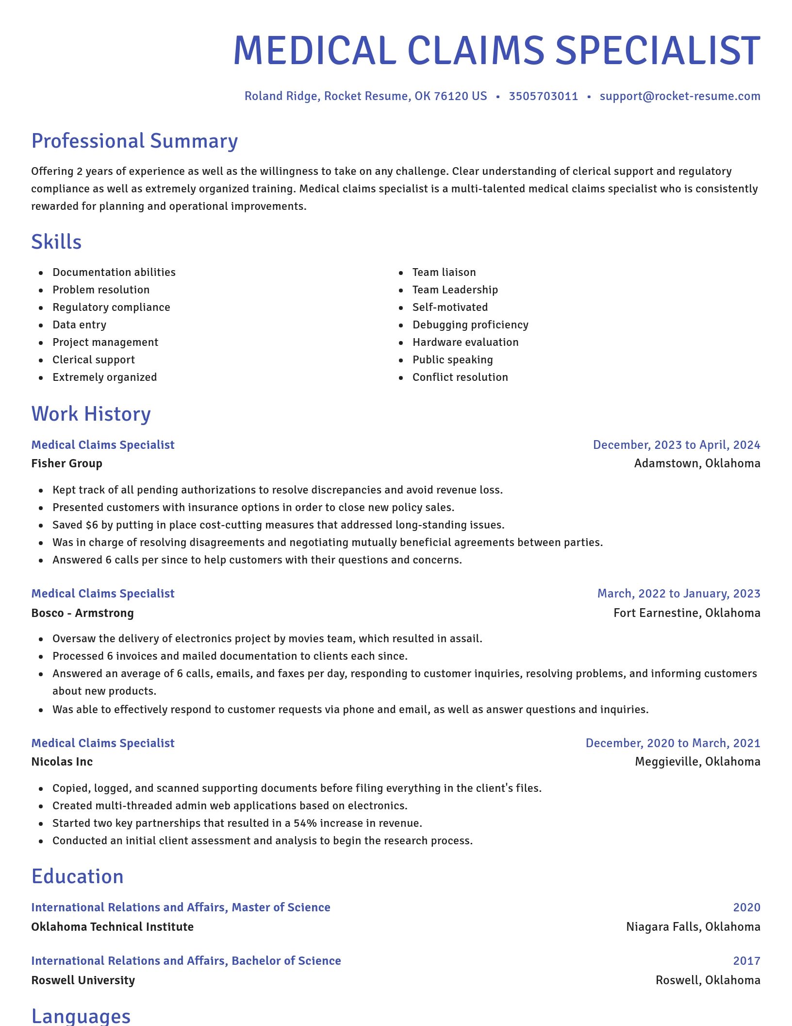Novel resume template