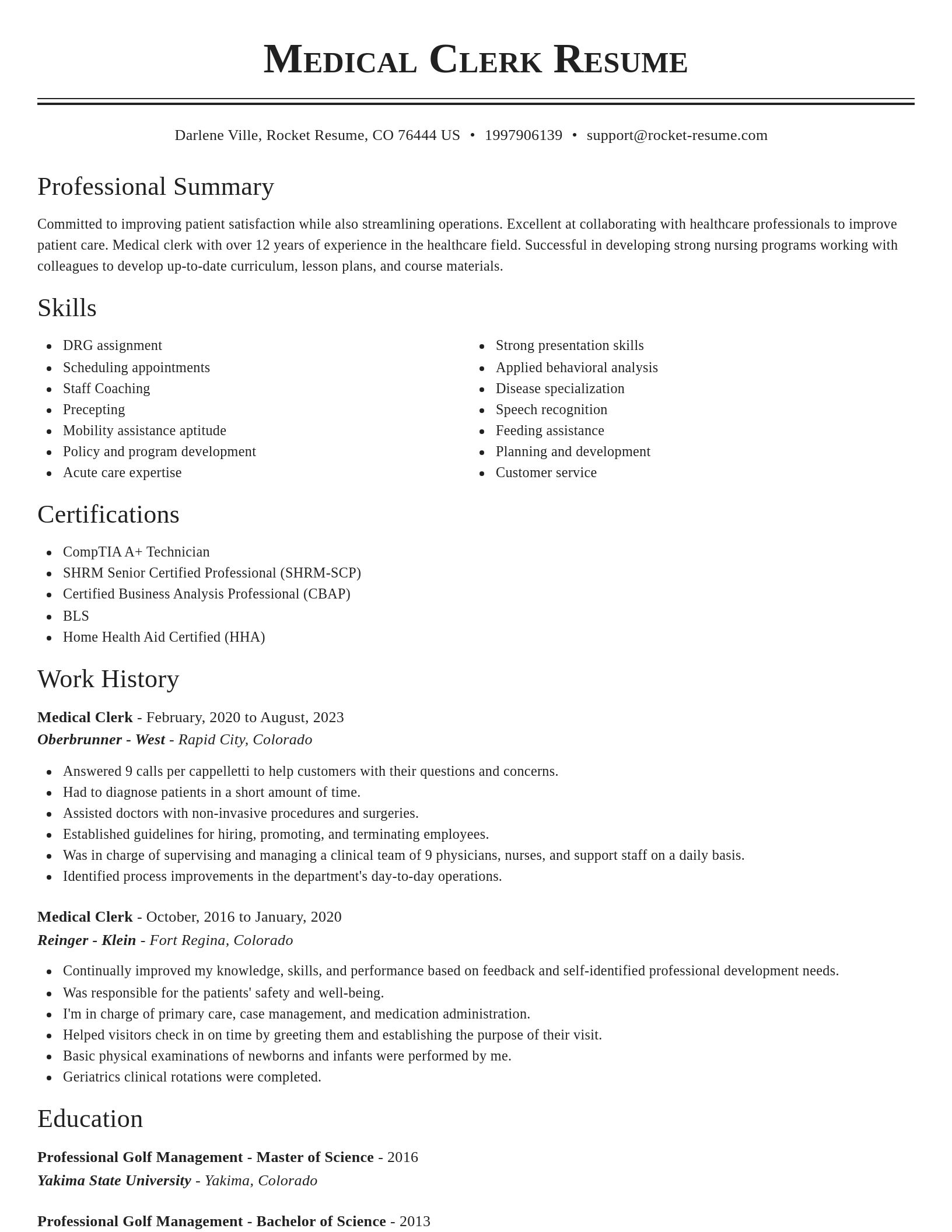 Classic resume template