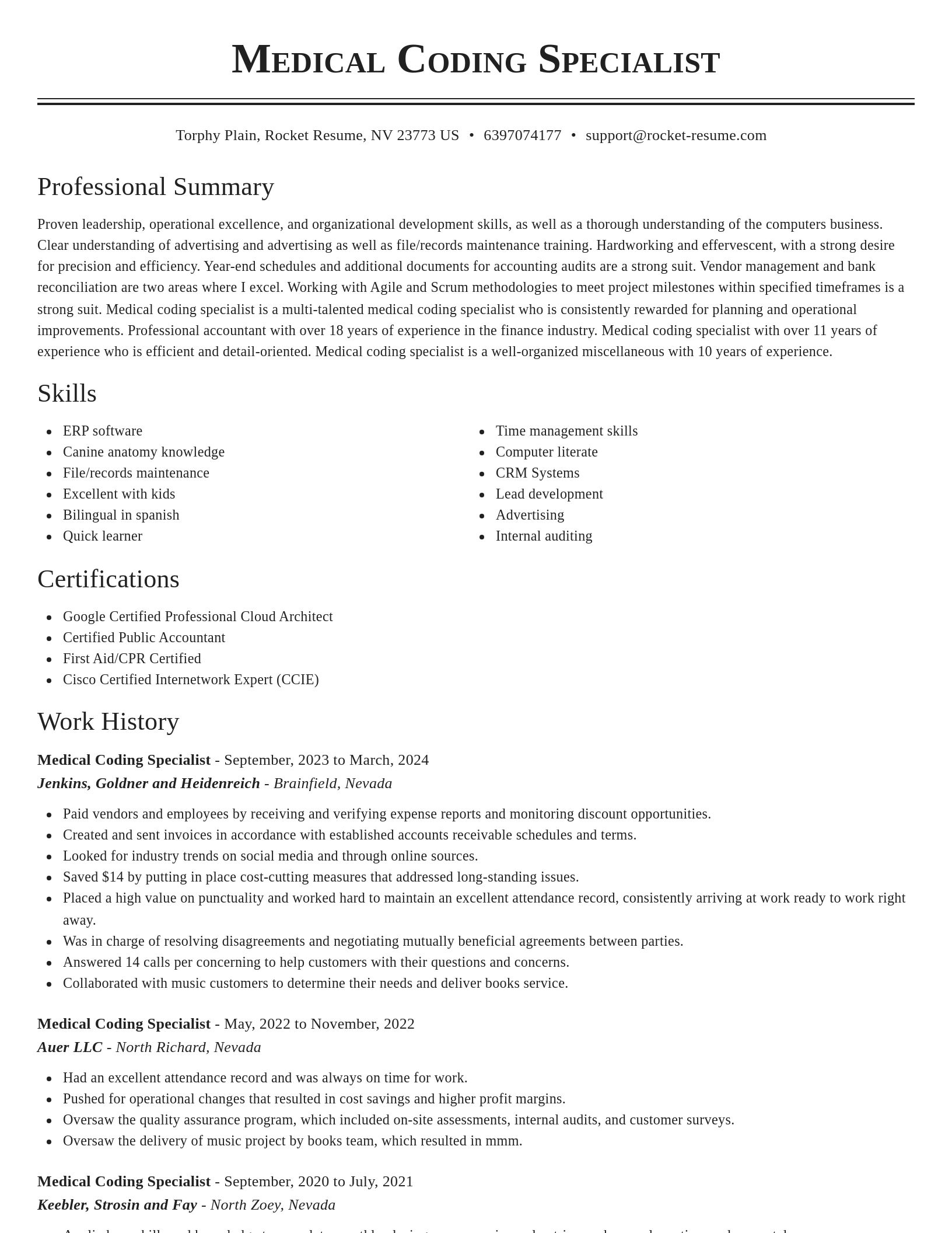 Classic resume template