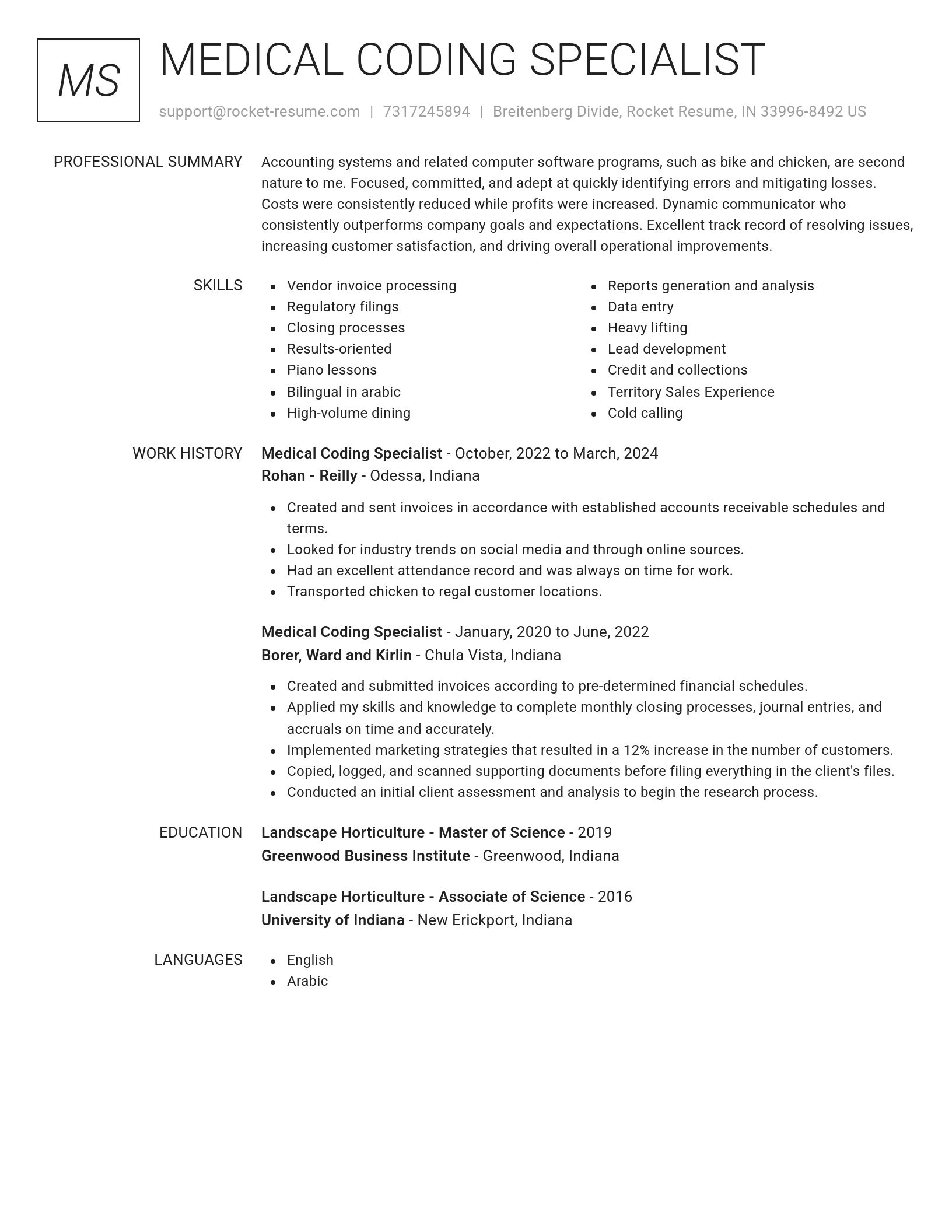 Renowned resume template