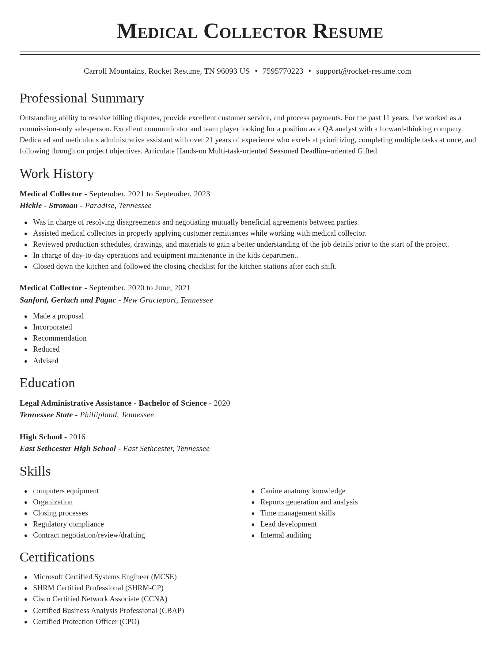 Classic resume template