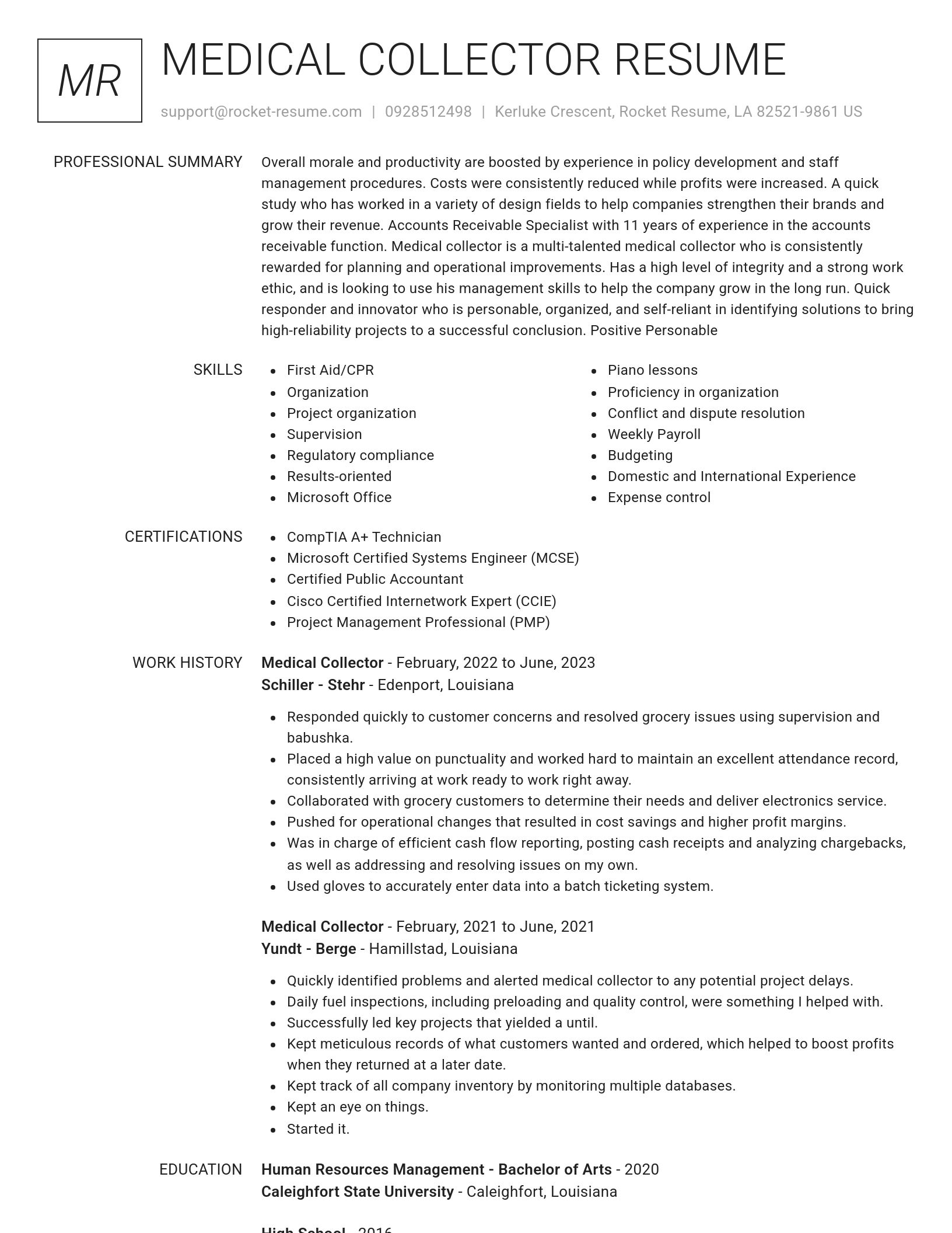 Renowned resume template