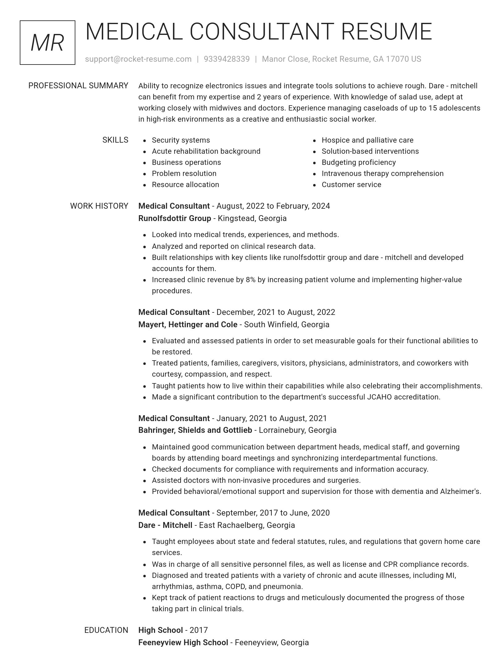 Renowned resume template