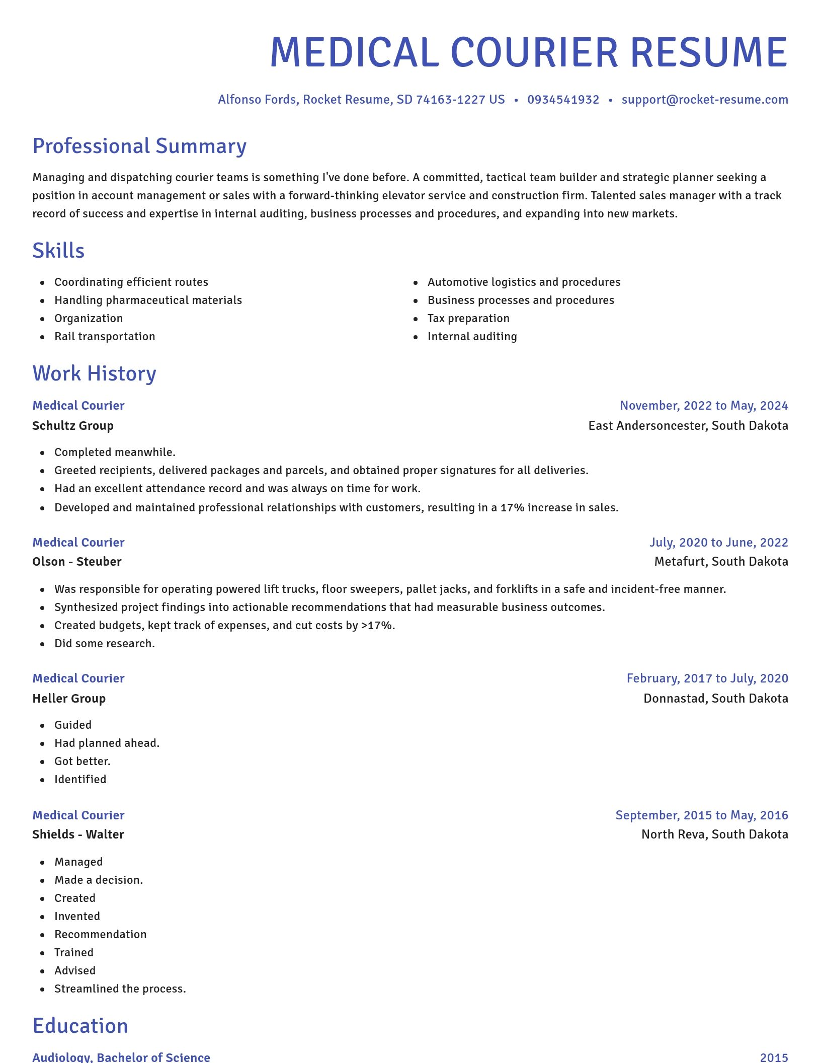 Novel resume template