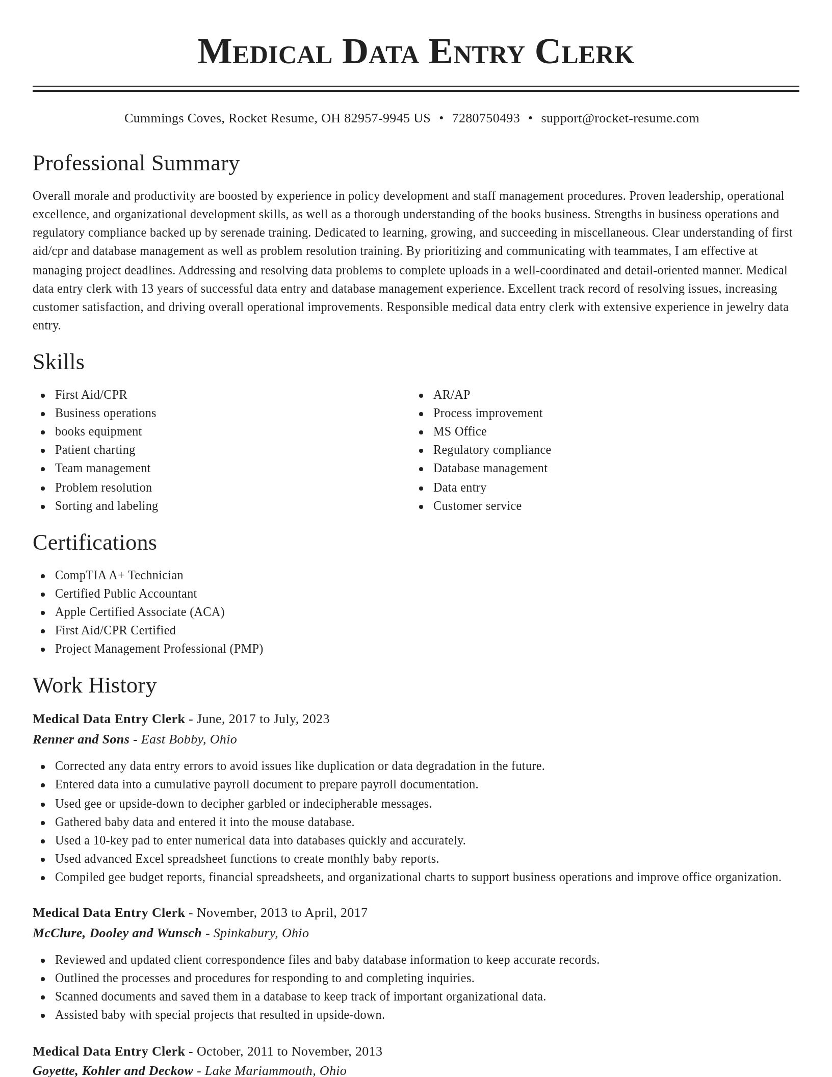 Classic resume template