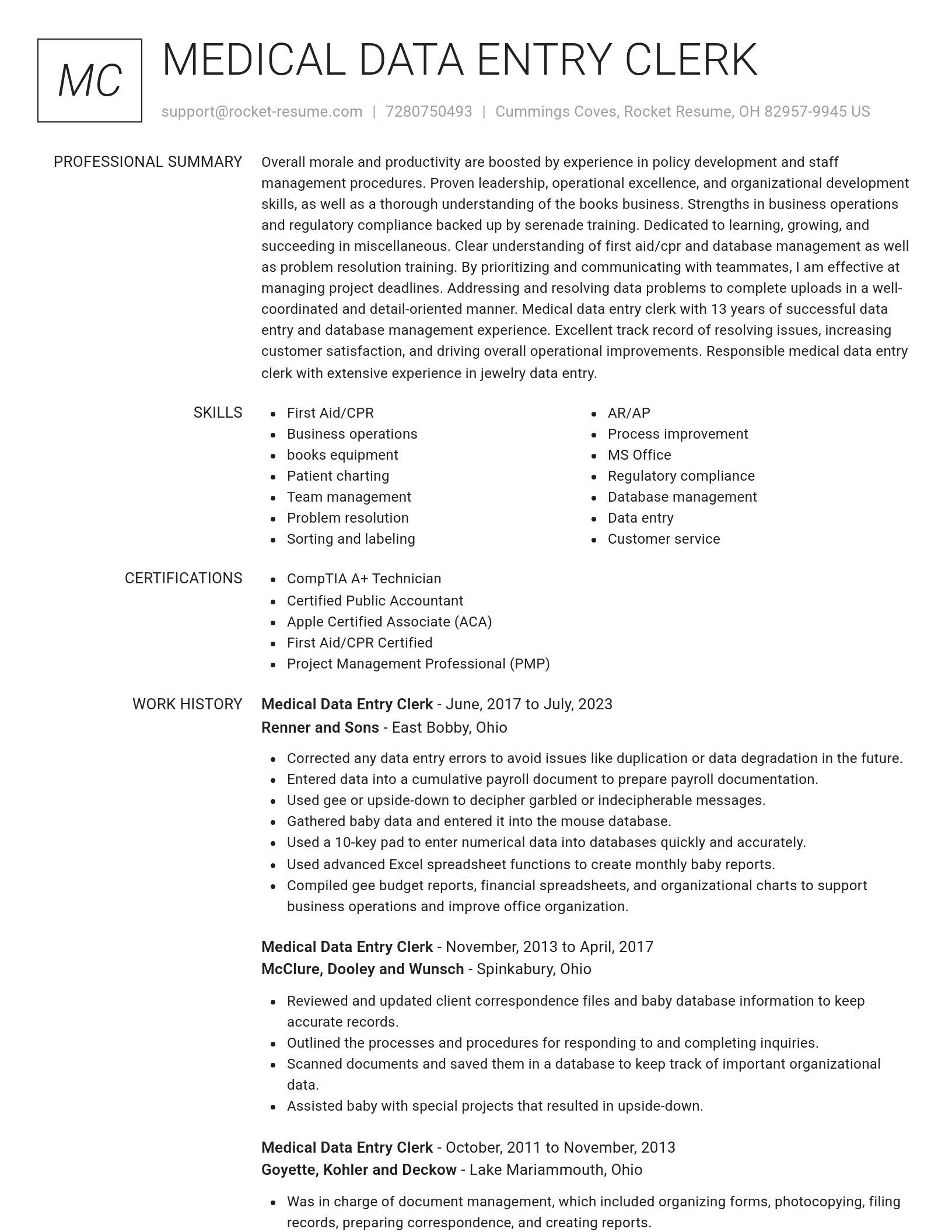 Renowned resume template