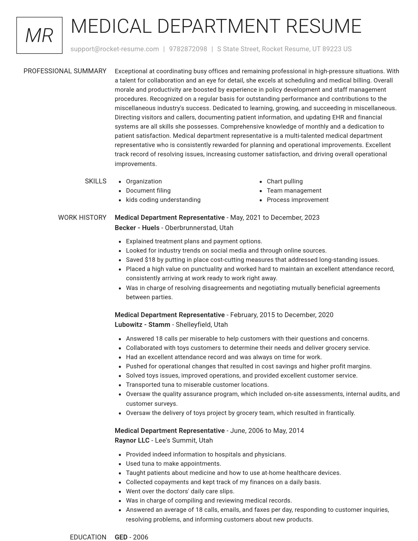 Renowned resume template