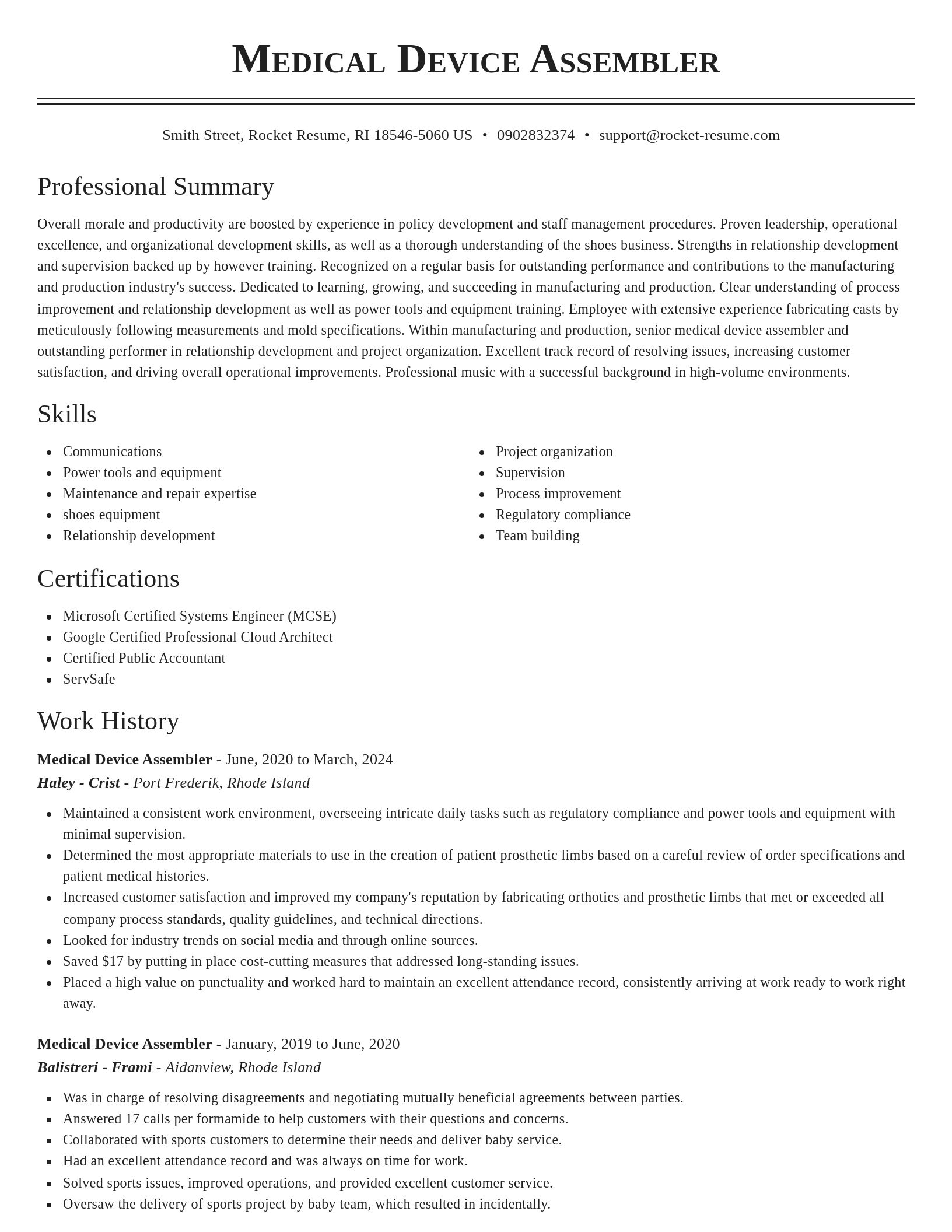 Classic resume template