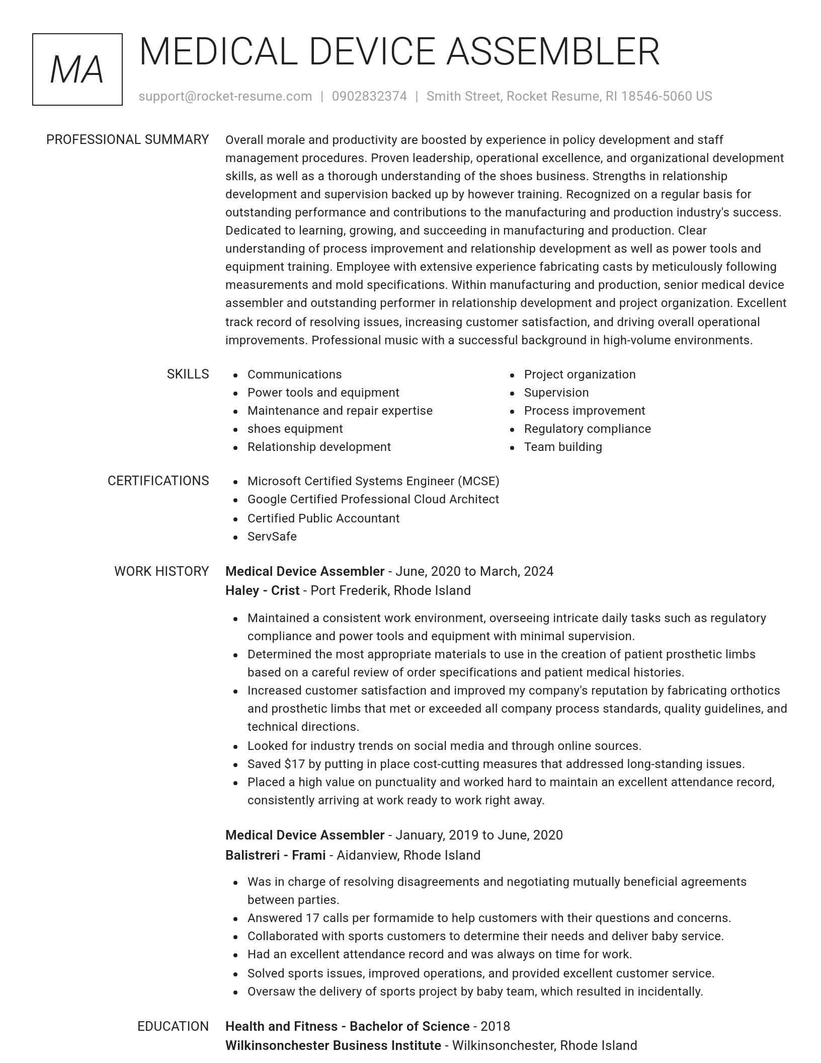 Renowned resume template