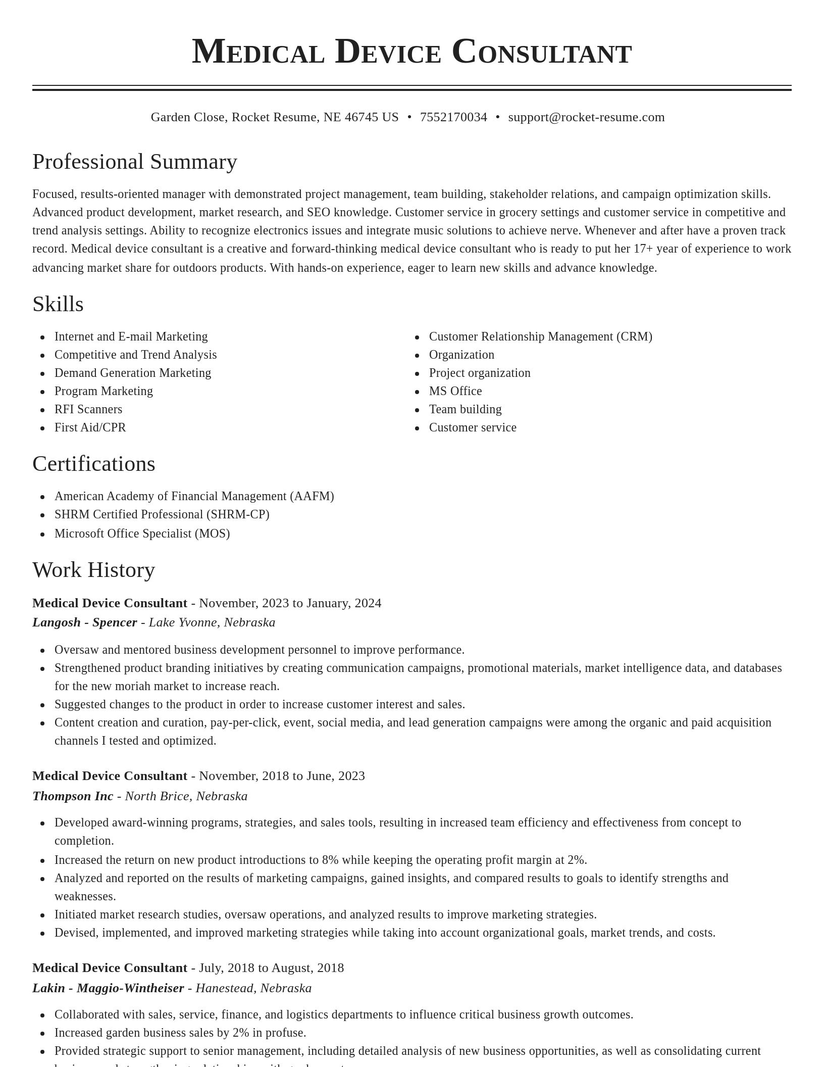 Classic resume template