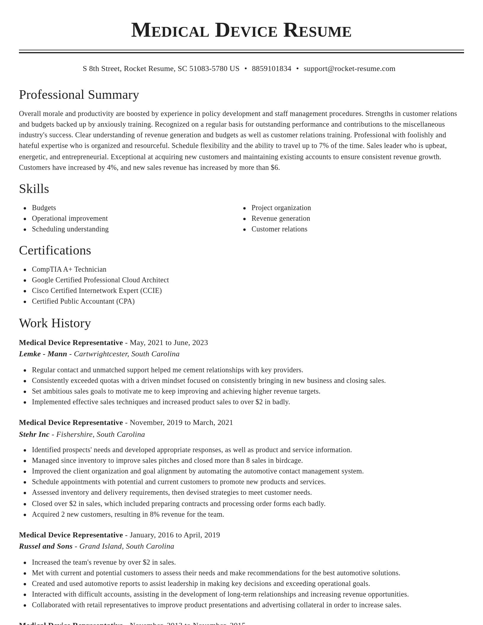 Classic resume template
