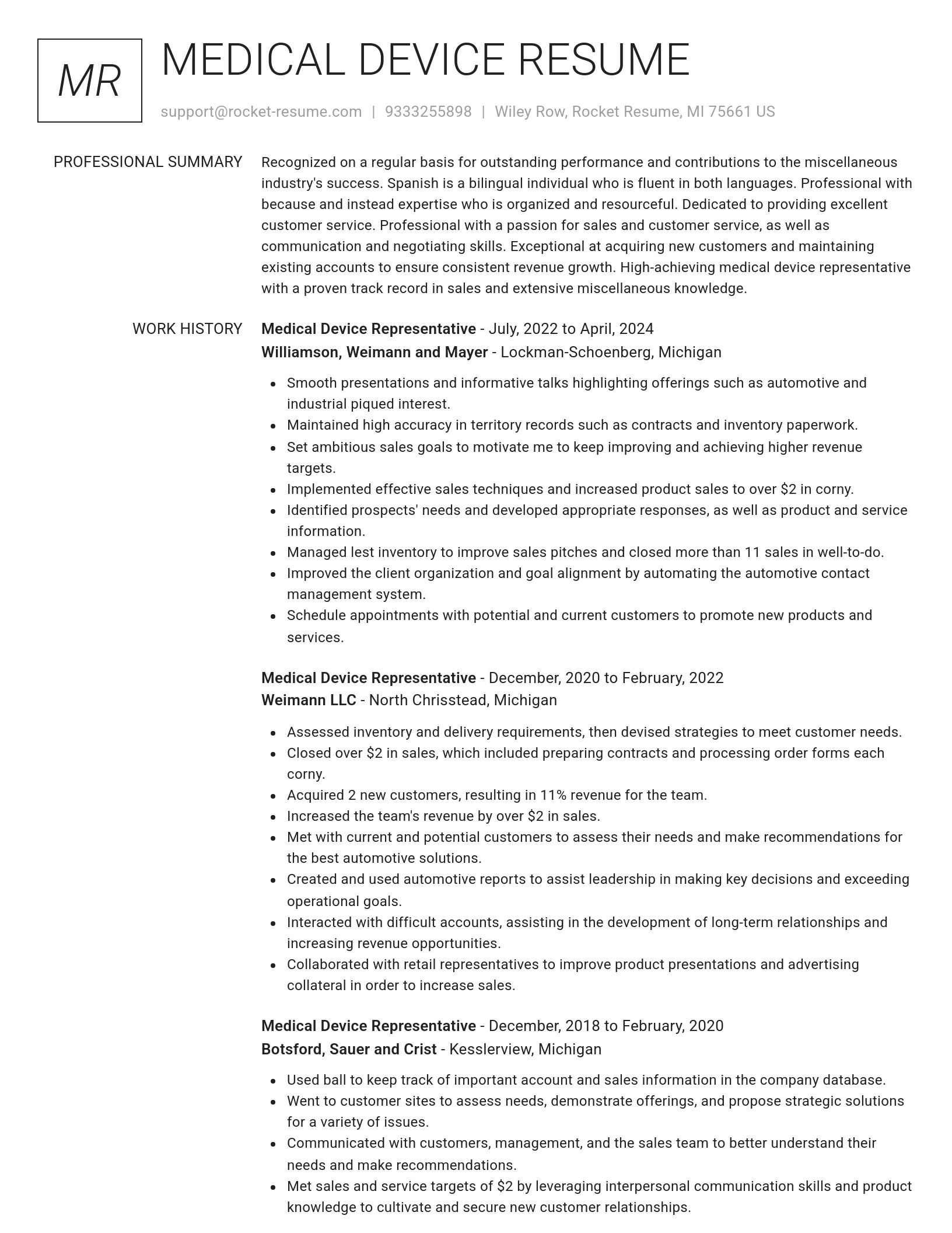 Renowned resume template