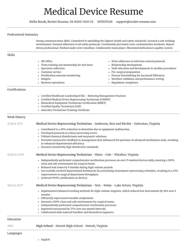 Dignified resume template