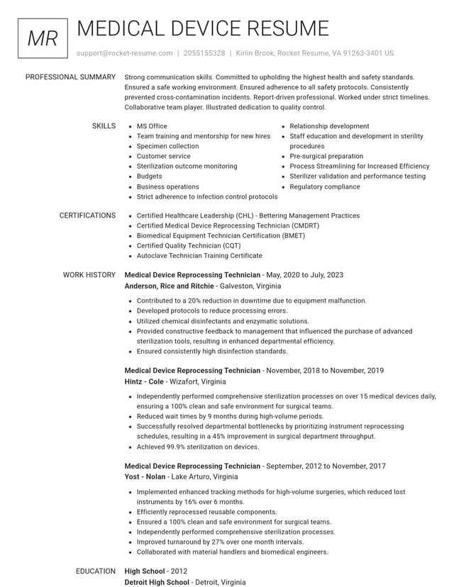 Renowned resume template