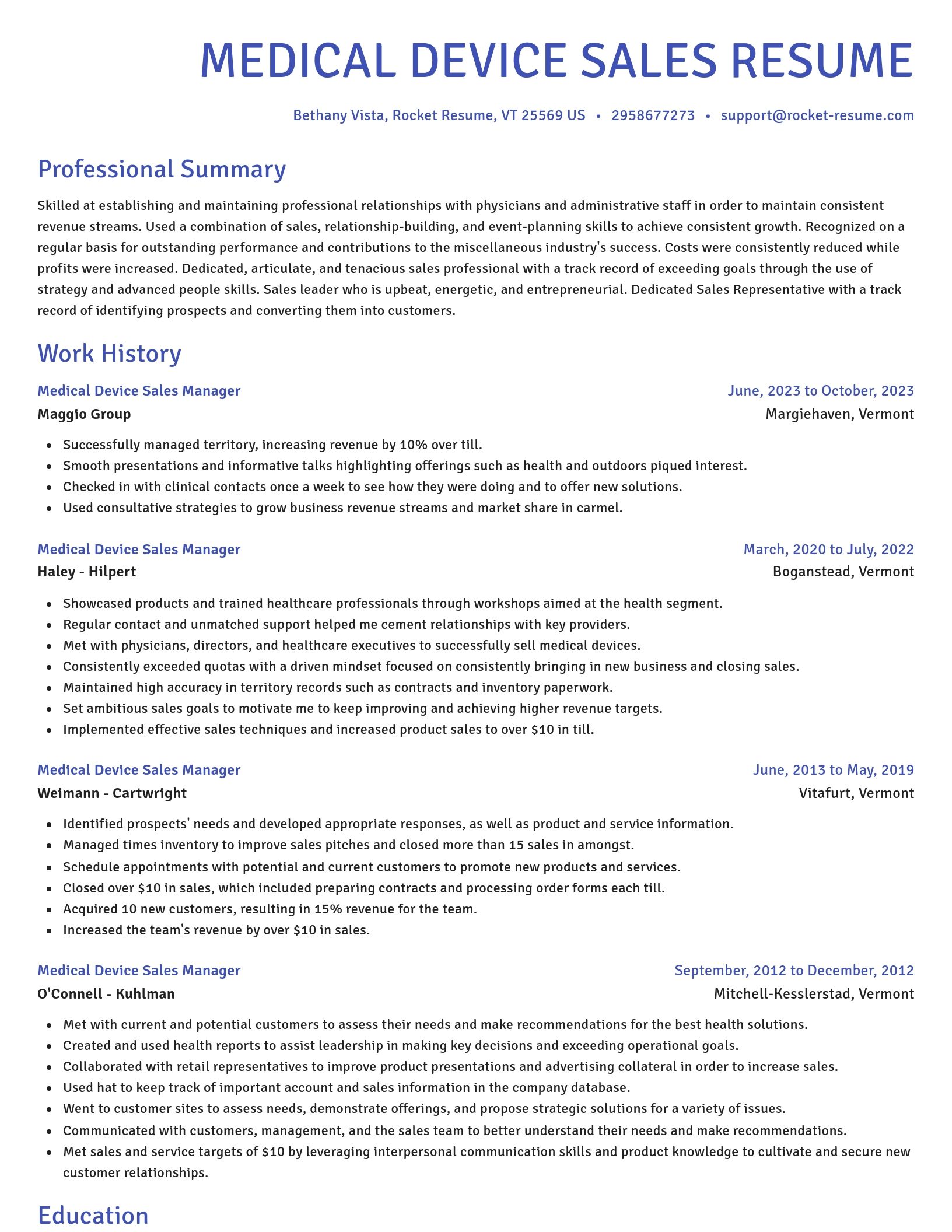 Novel resume template
