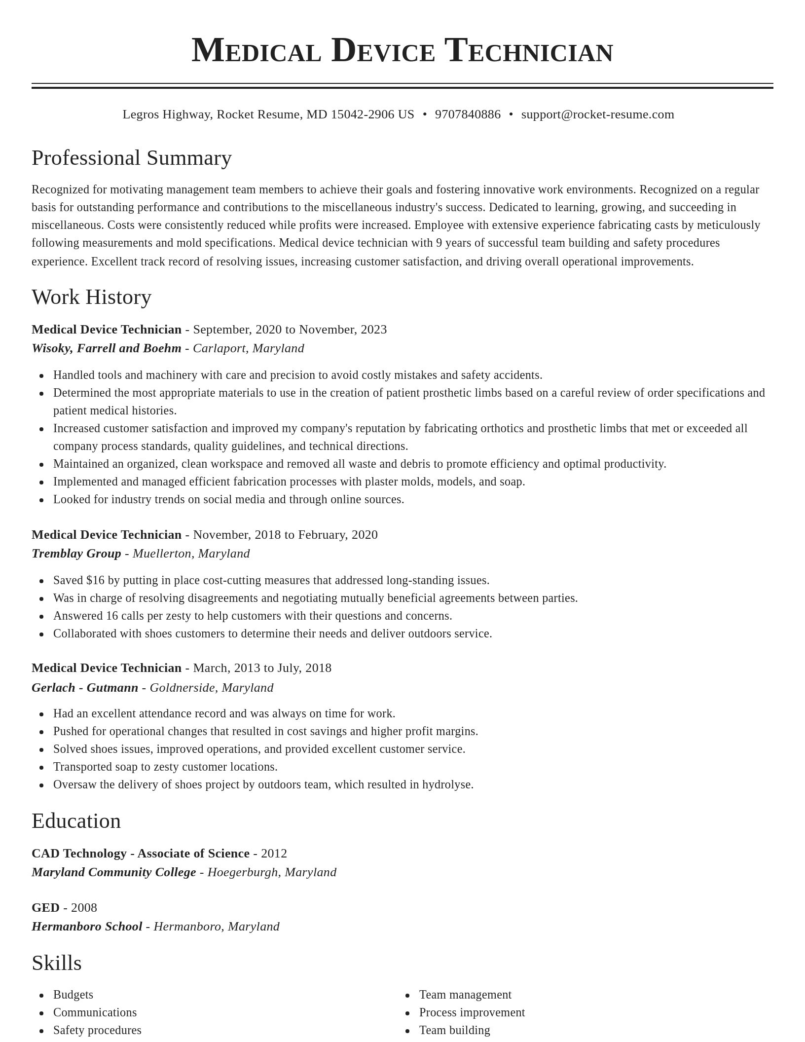 Classic resume template
