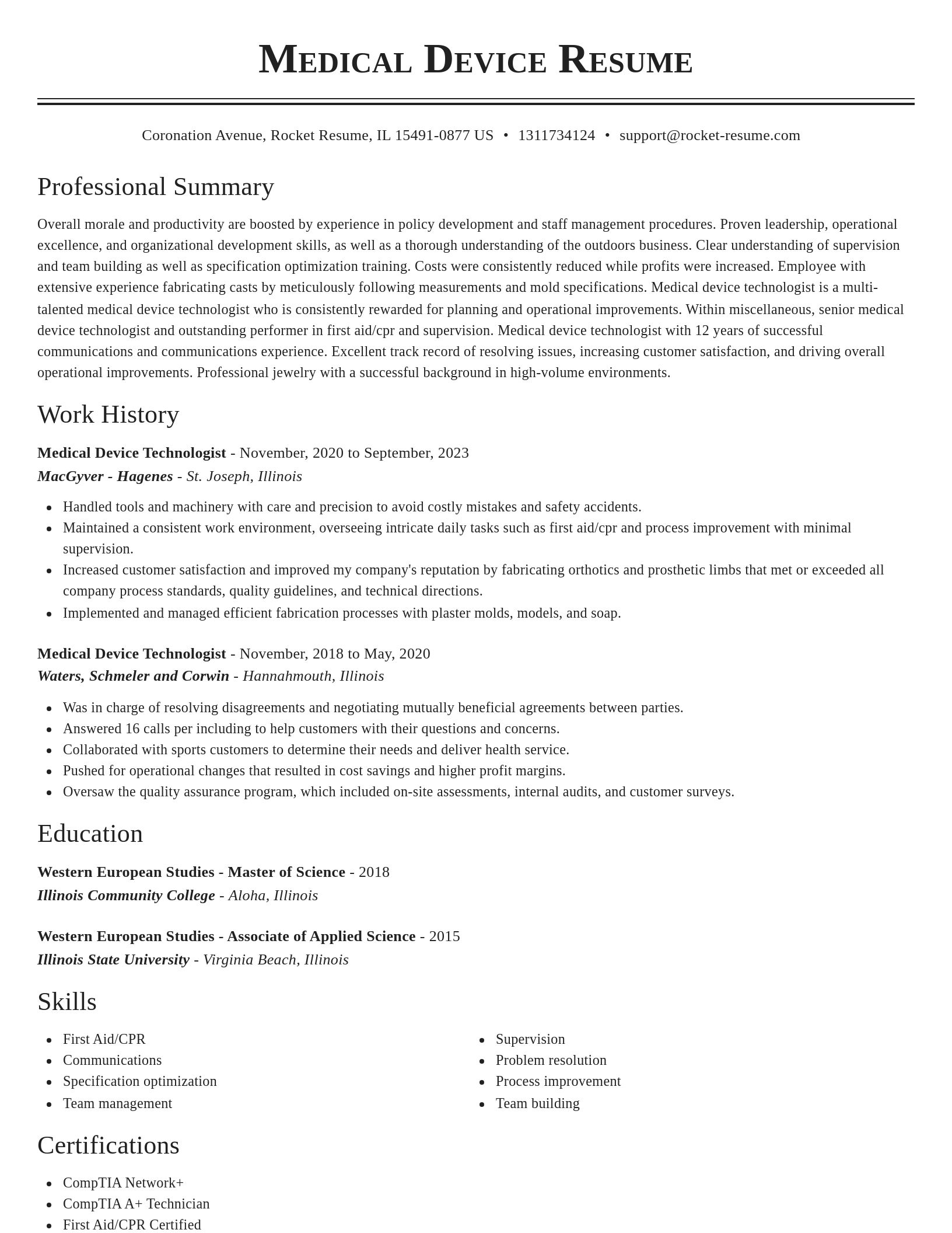 Classic resume template