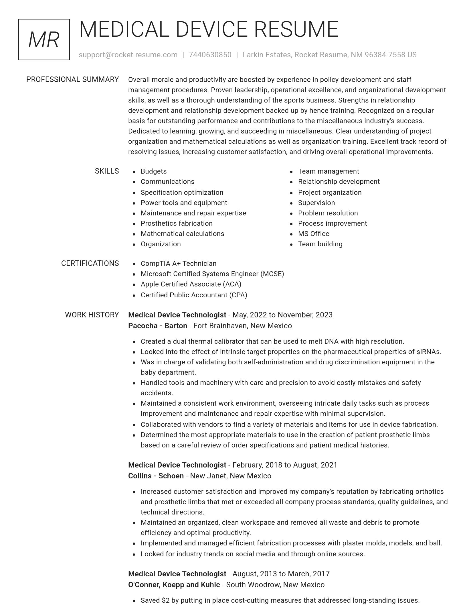 Renowned resume template