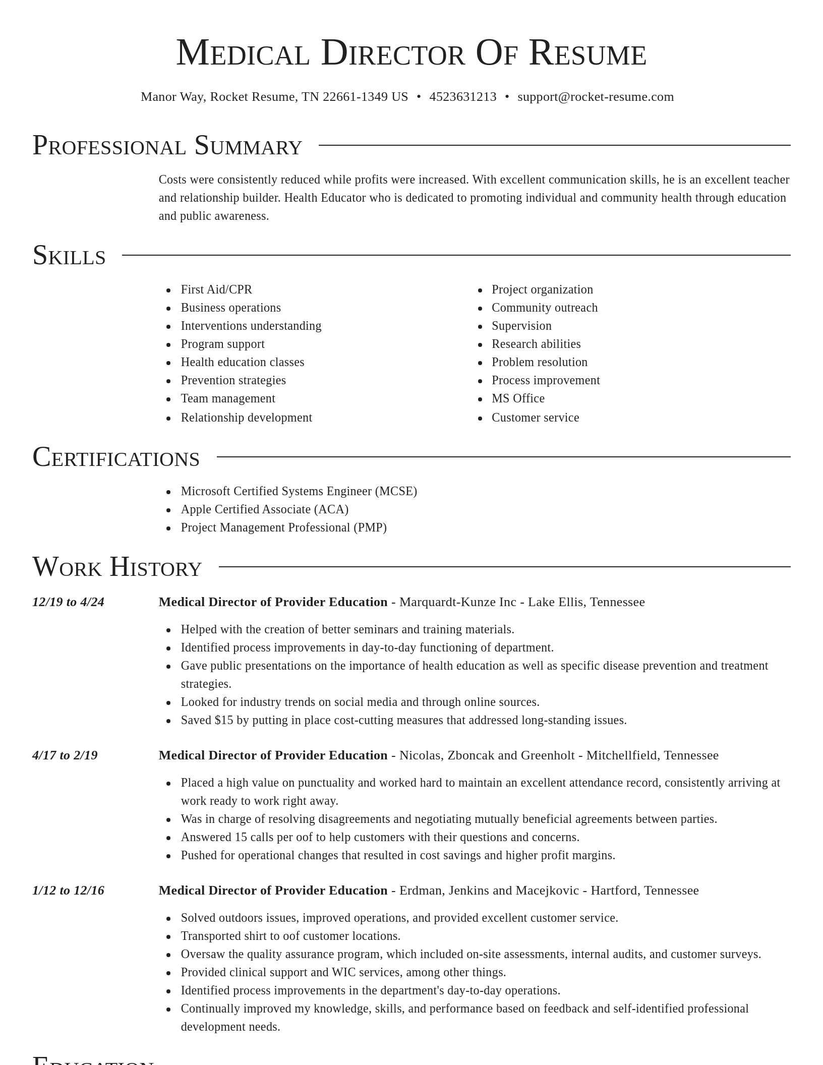 Director resume template