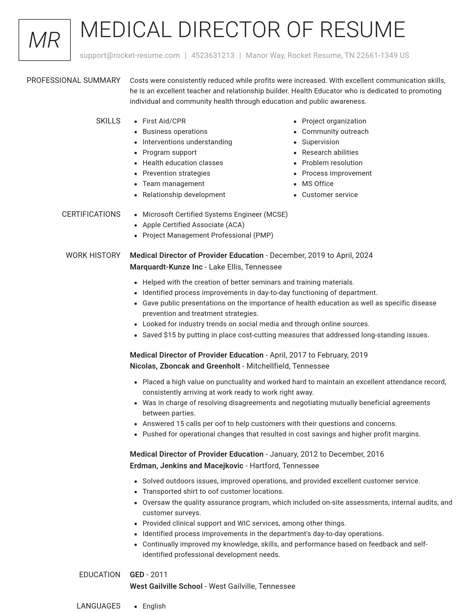 Renowned resume template