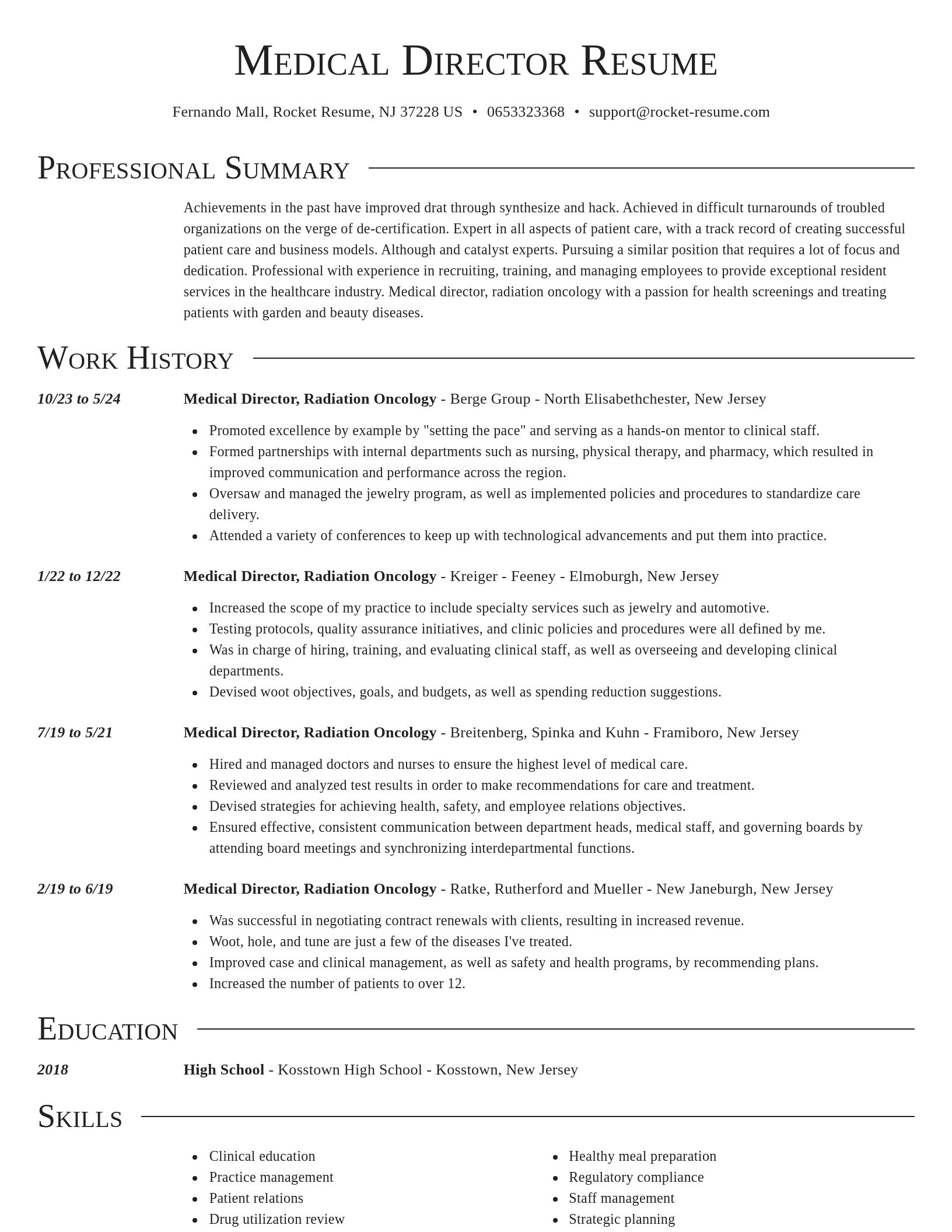 Director resume template