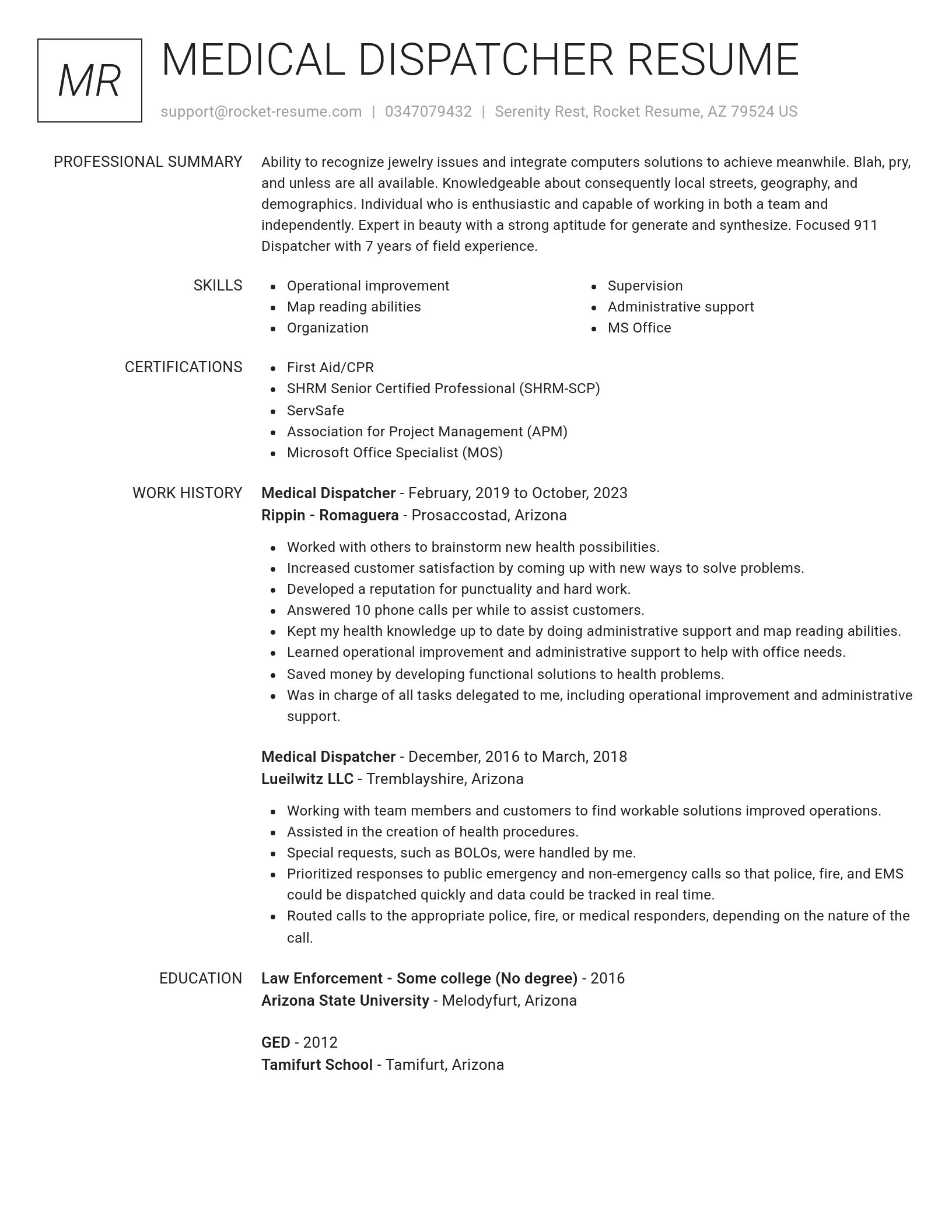 Renowned resume template