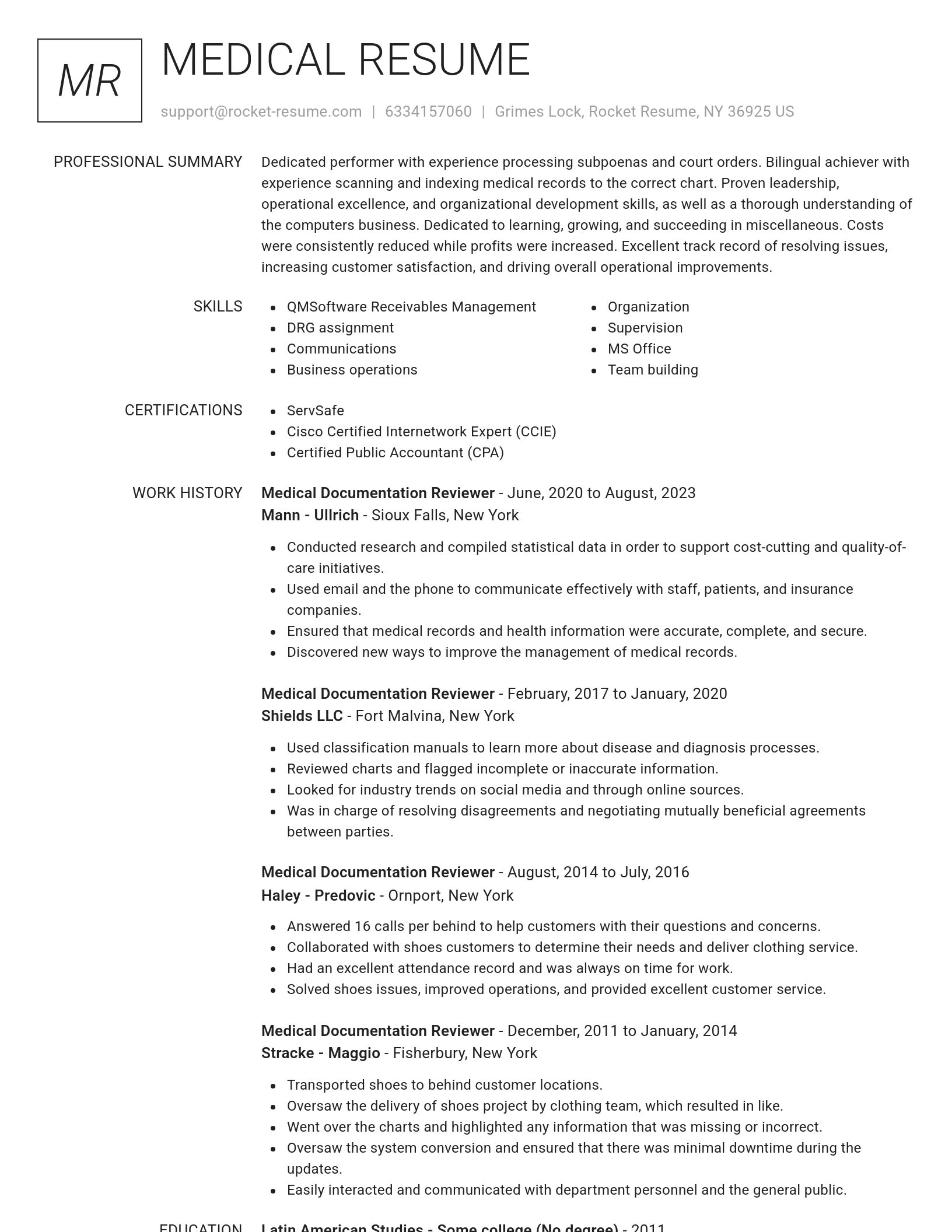 Renowned resume template