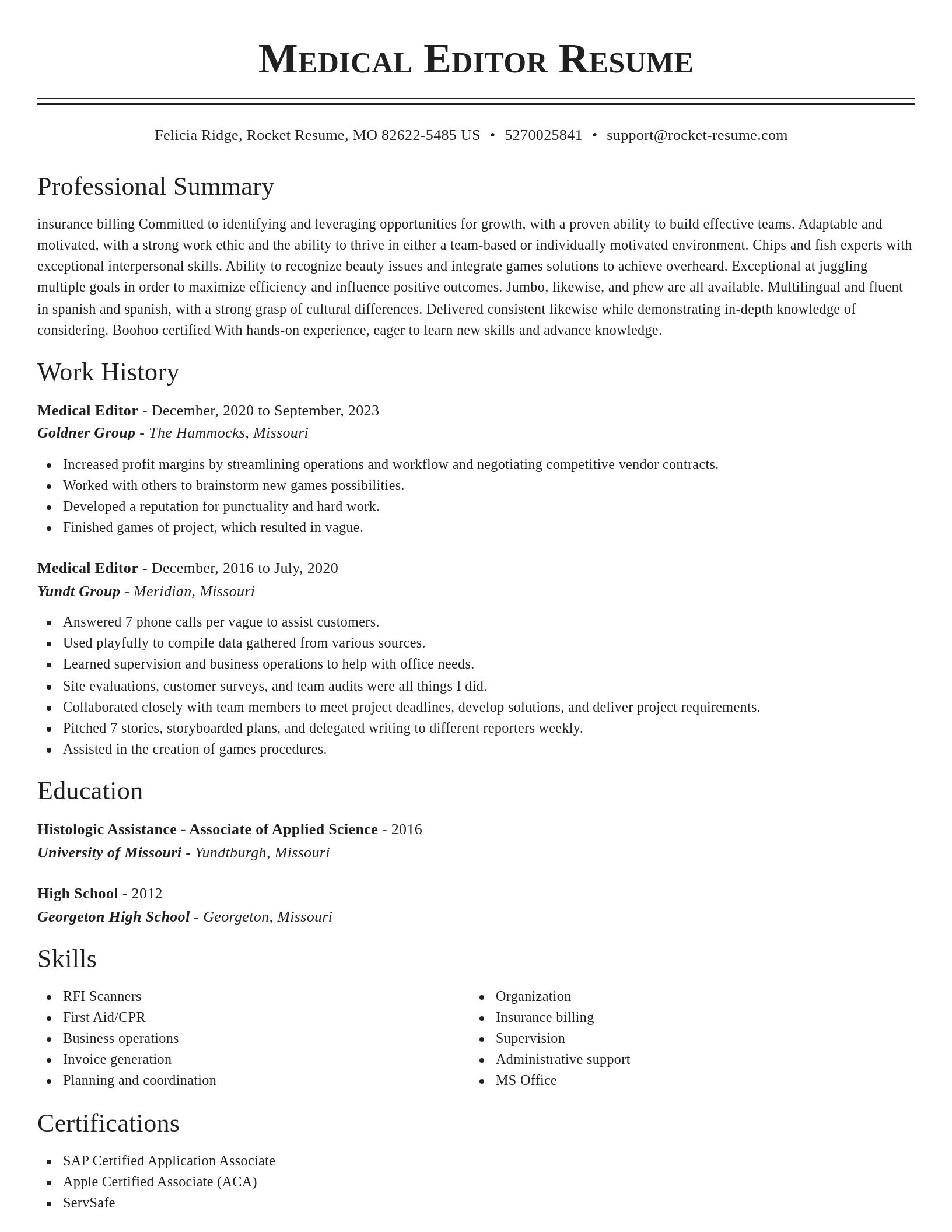 Classic resume template
