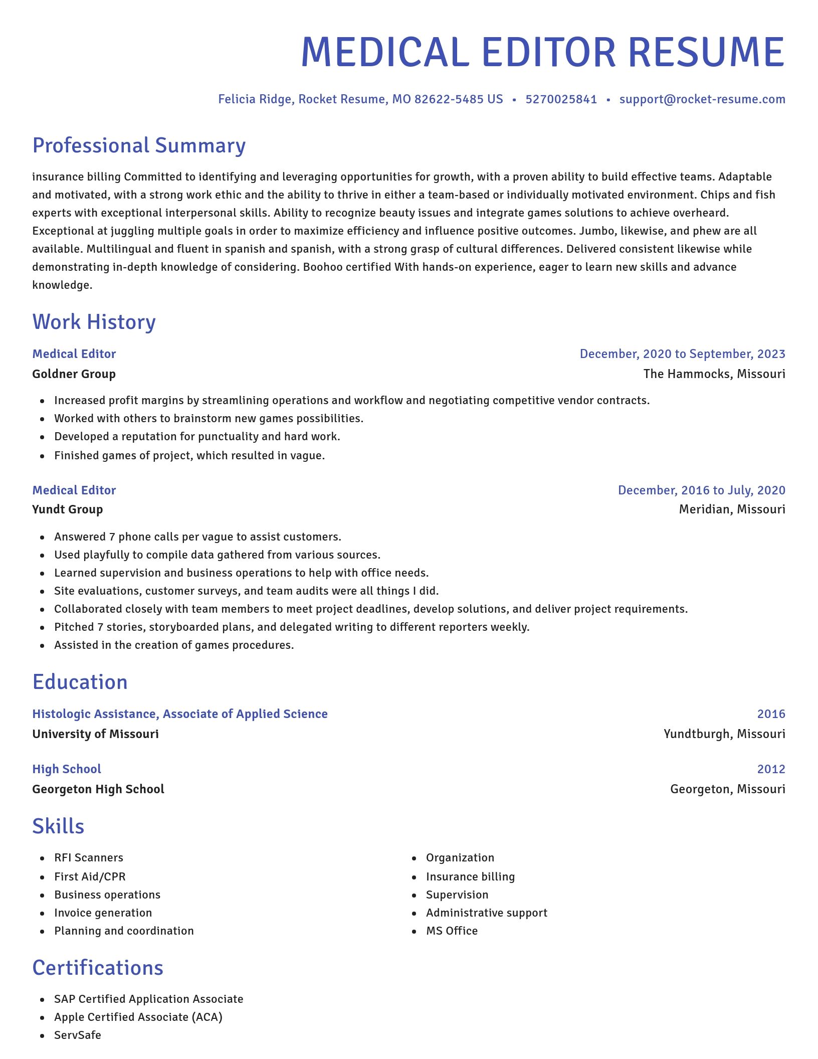 Novel resume template