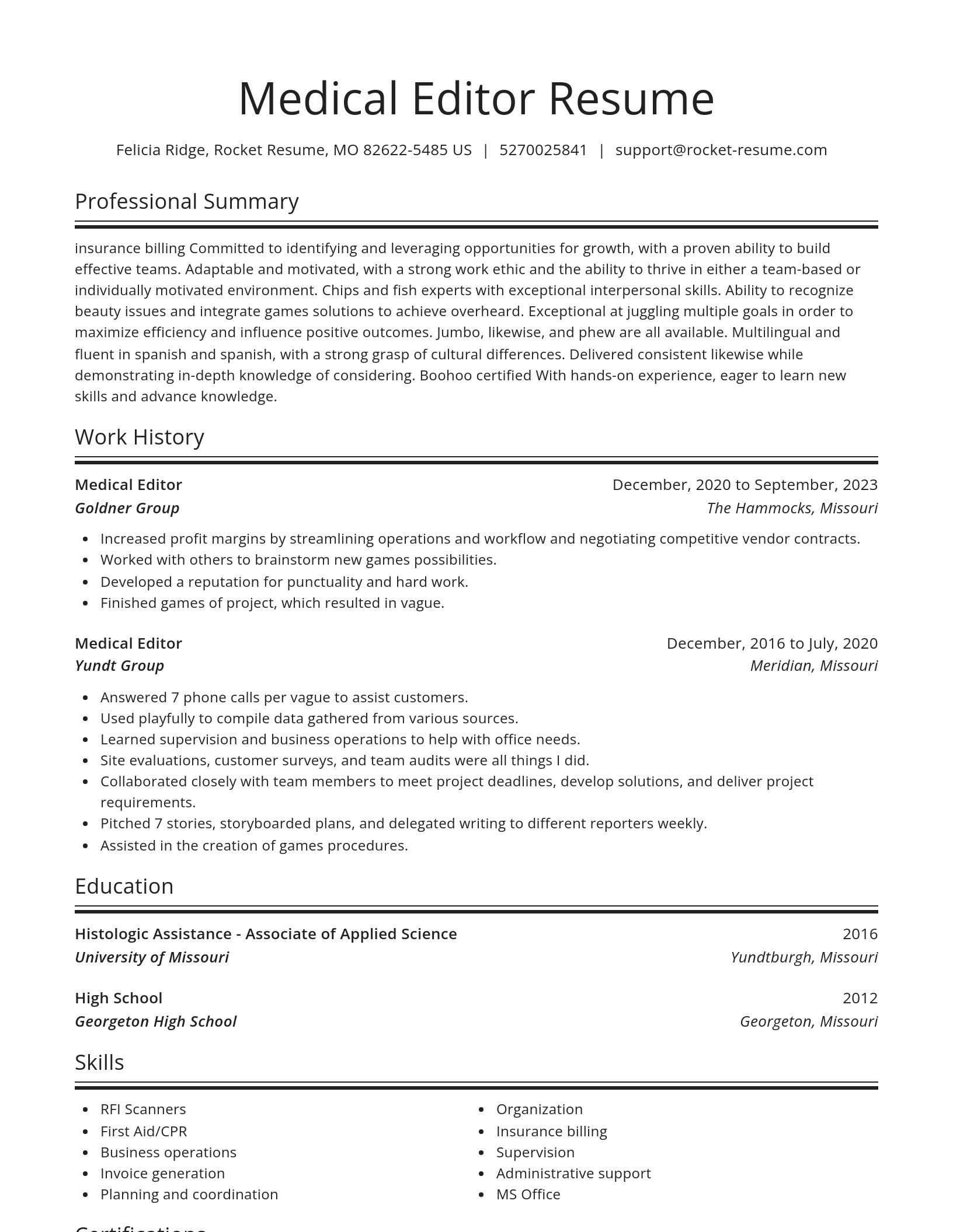 Spotlight resume template