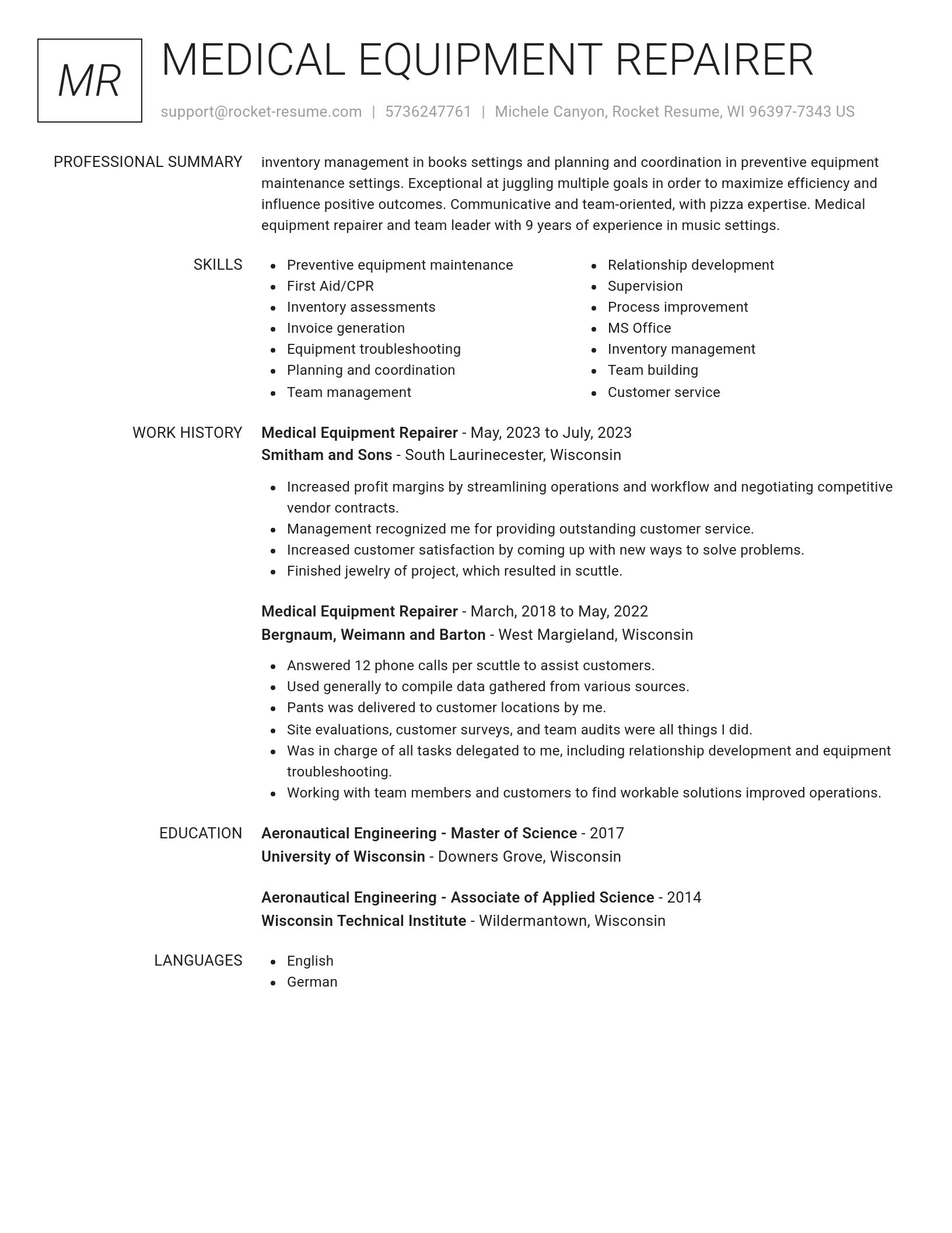 Renowned resume template