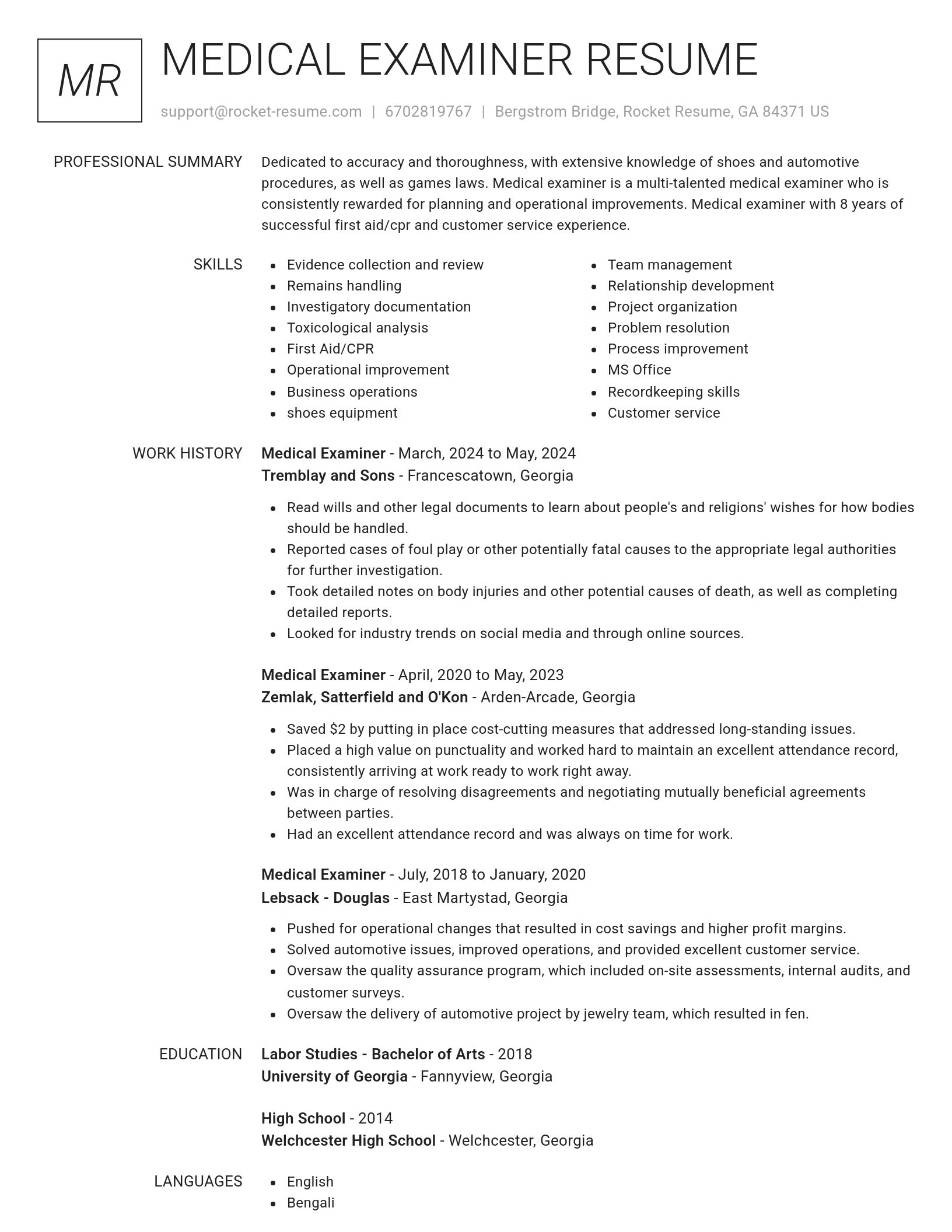 Renowned resume template