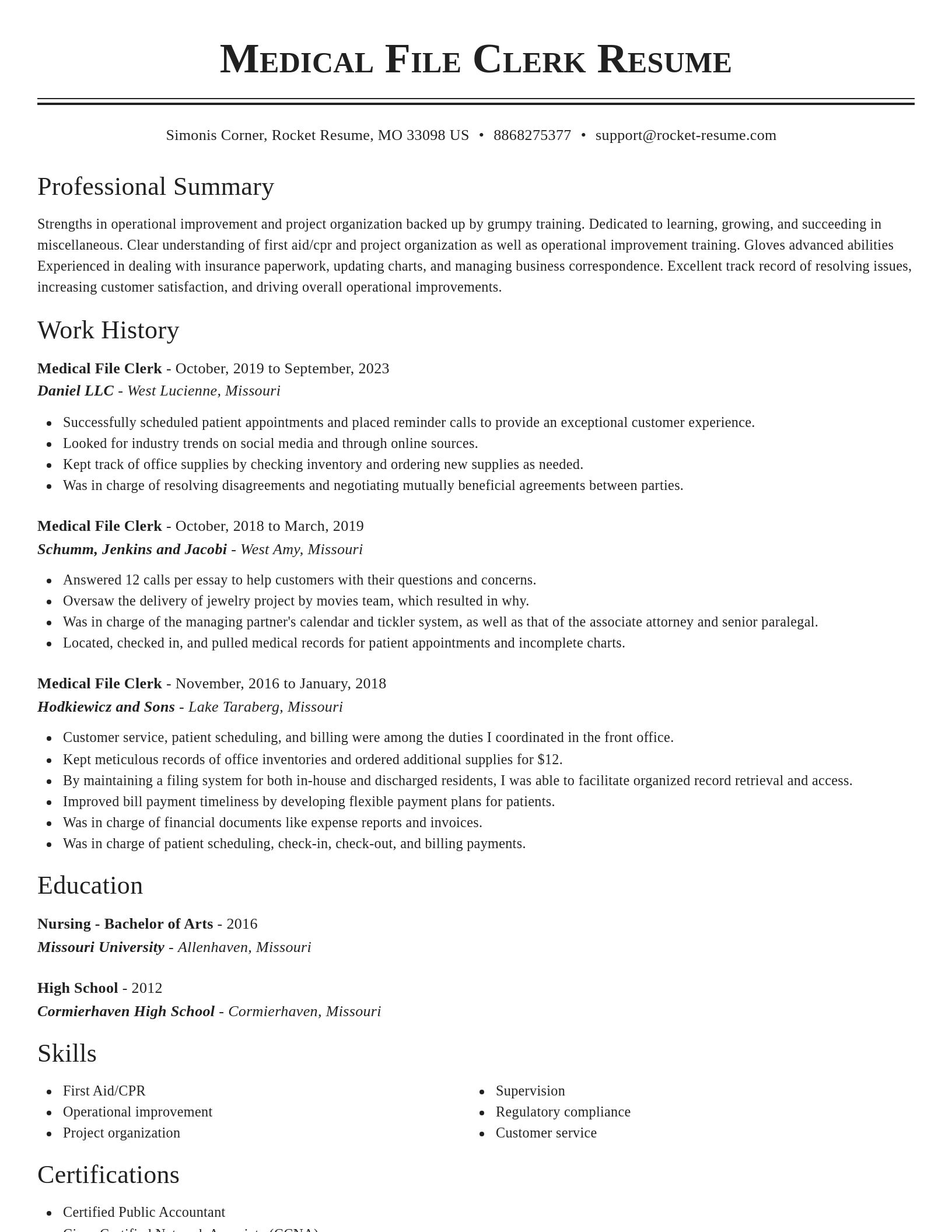 Classic resume template
