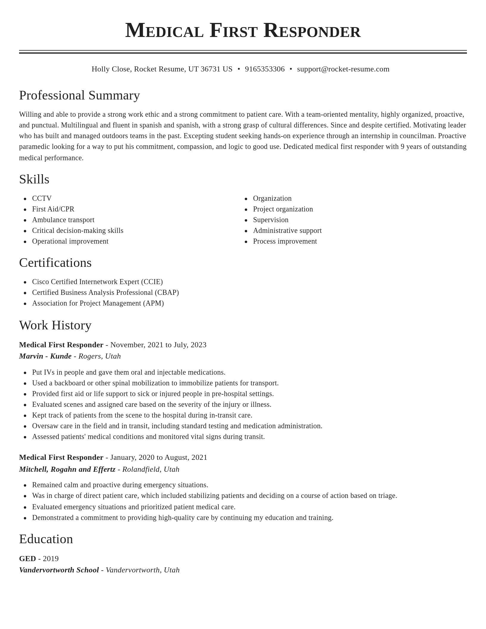 Classic resume template