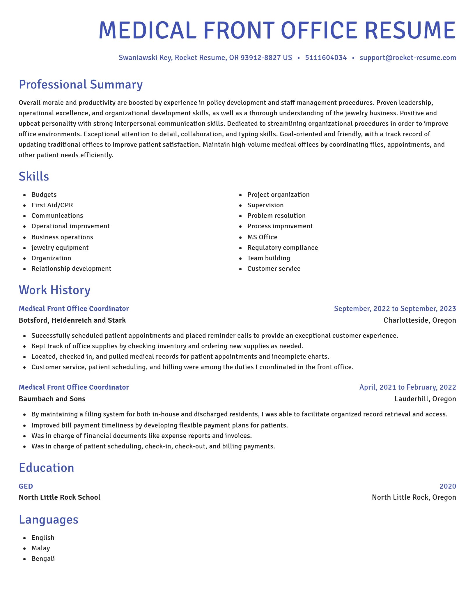 Novel resume template