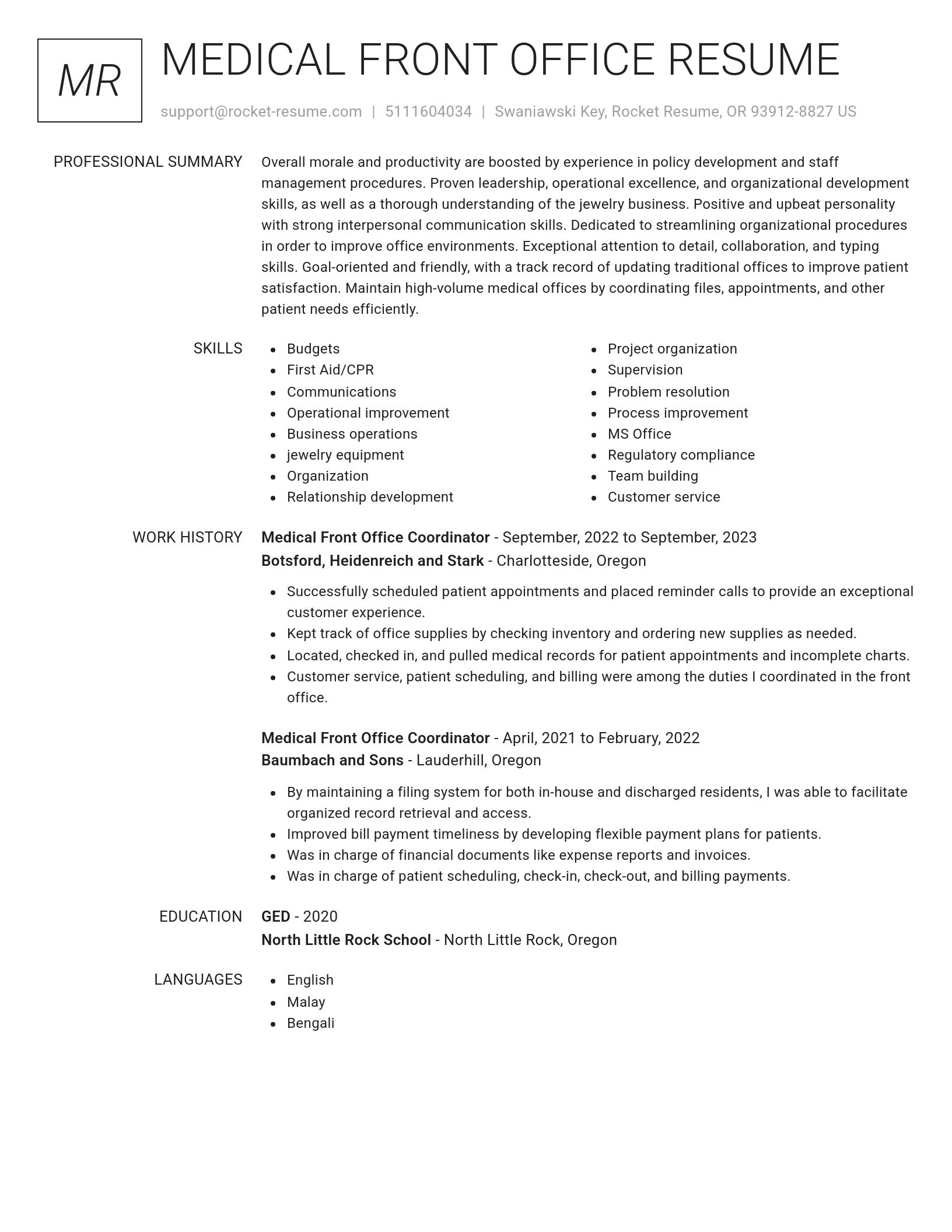 Renowned resume template