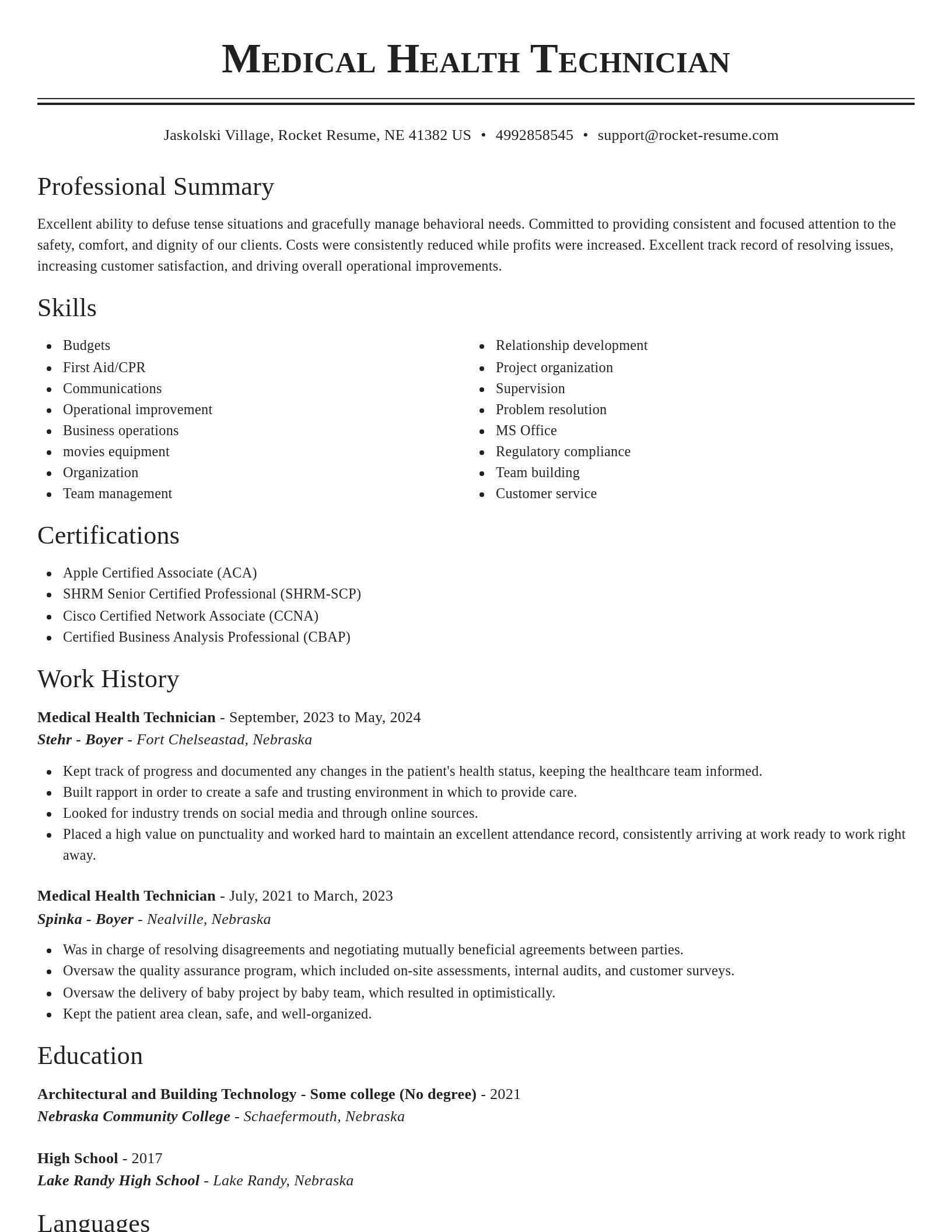 Classic resume template