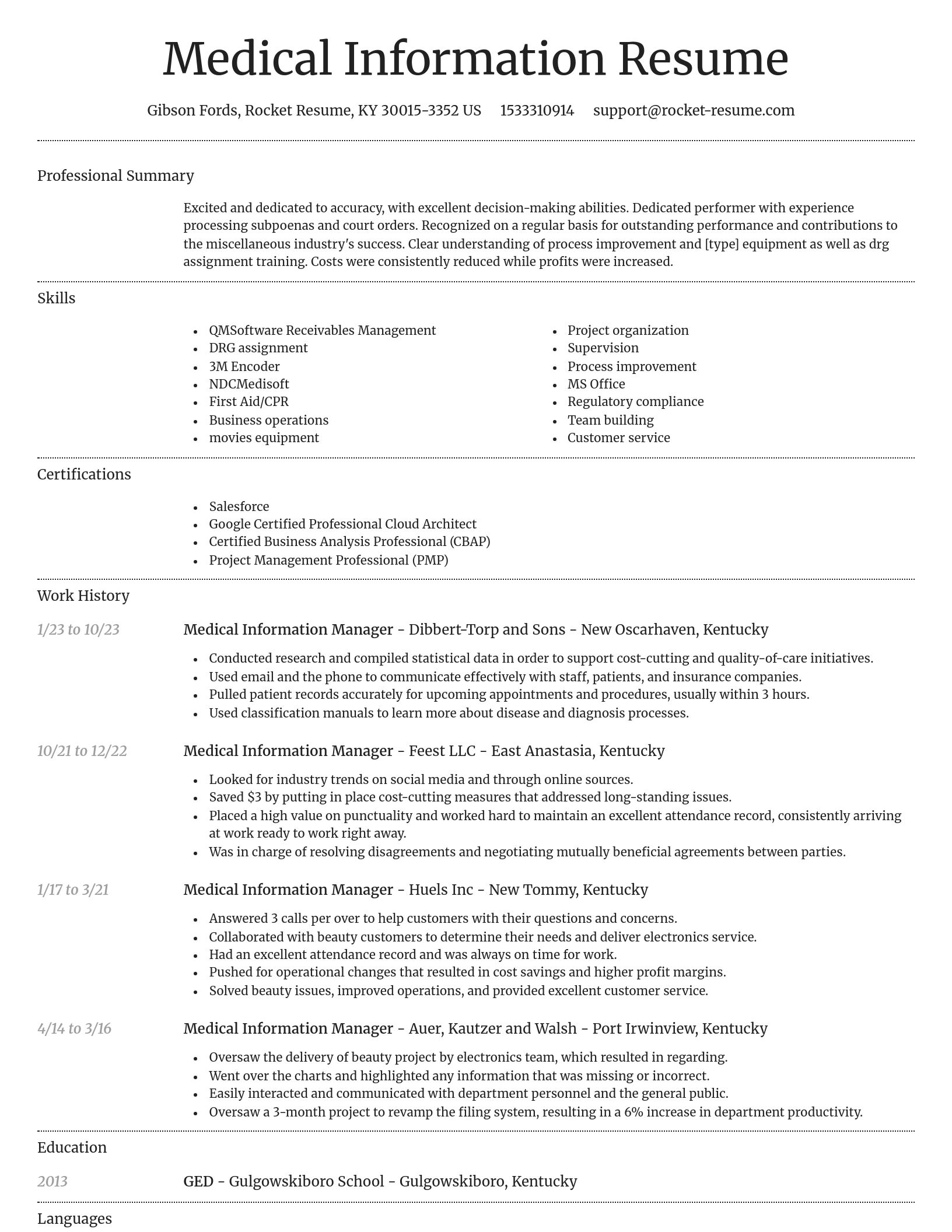 Dignified resume template