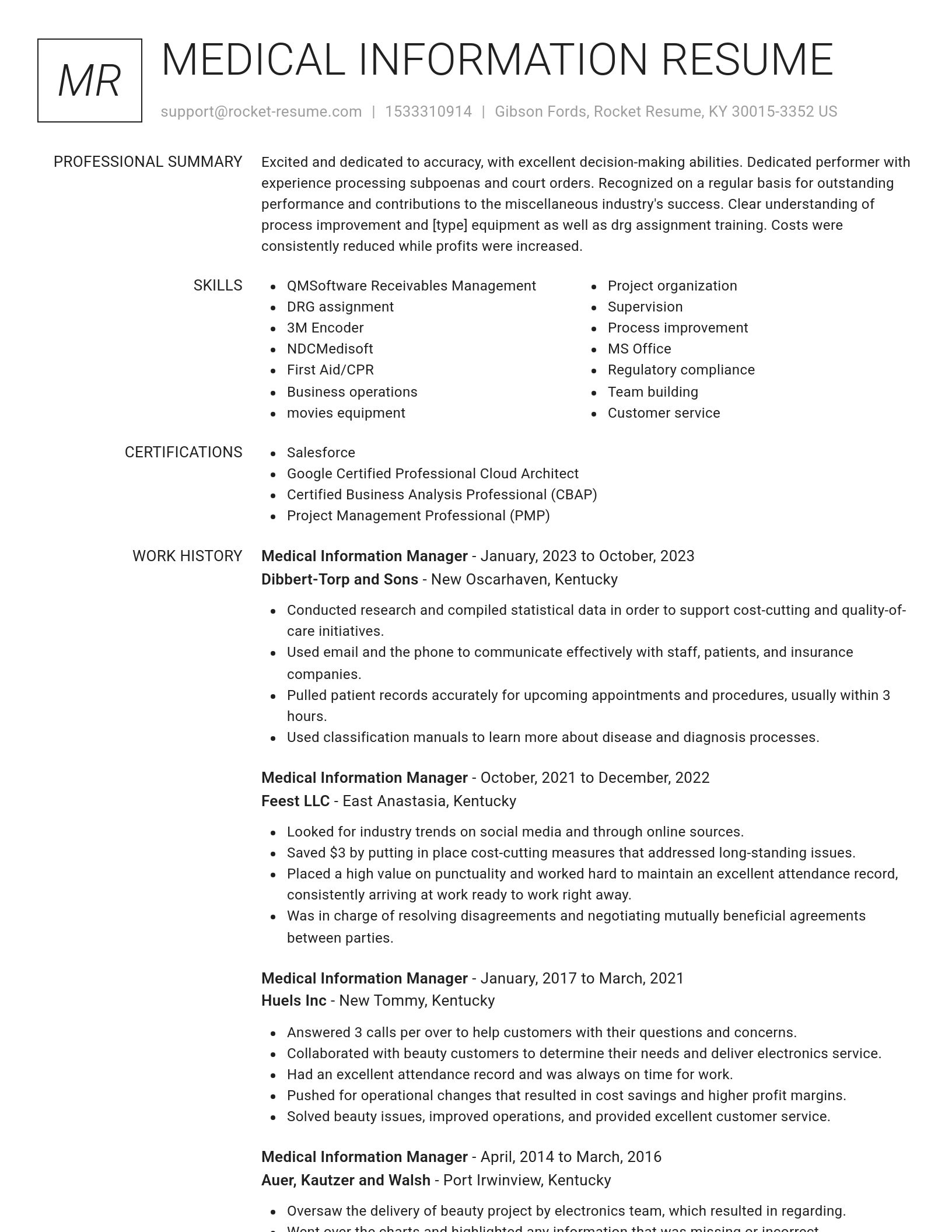 Renowned resume template