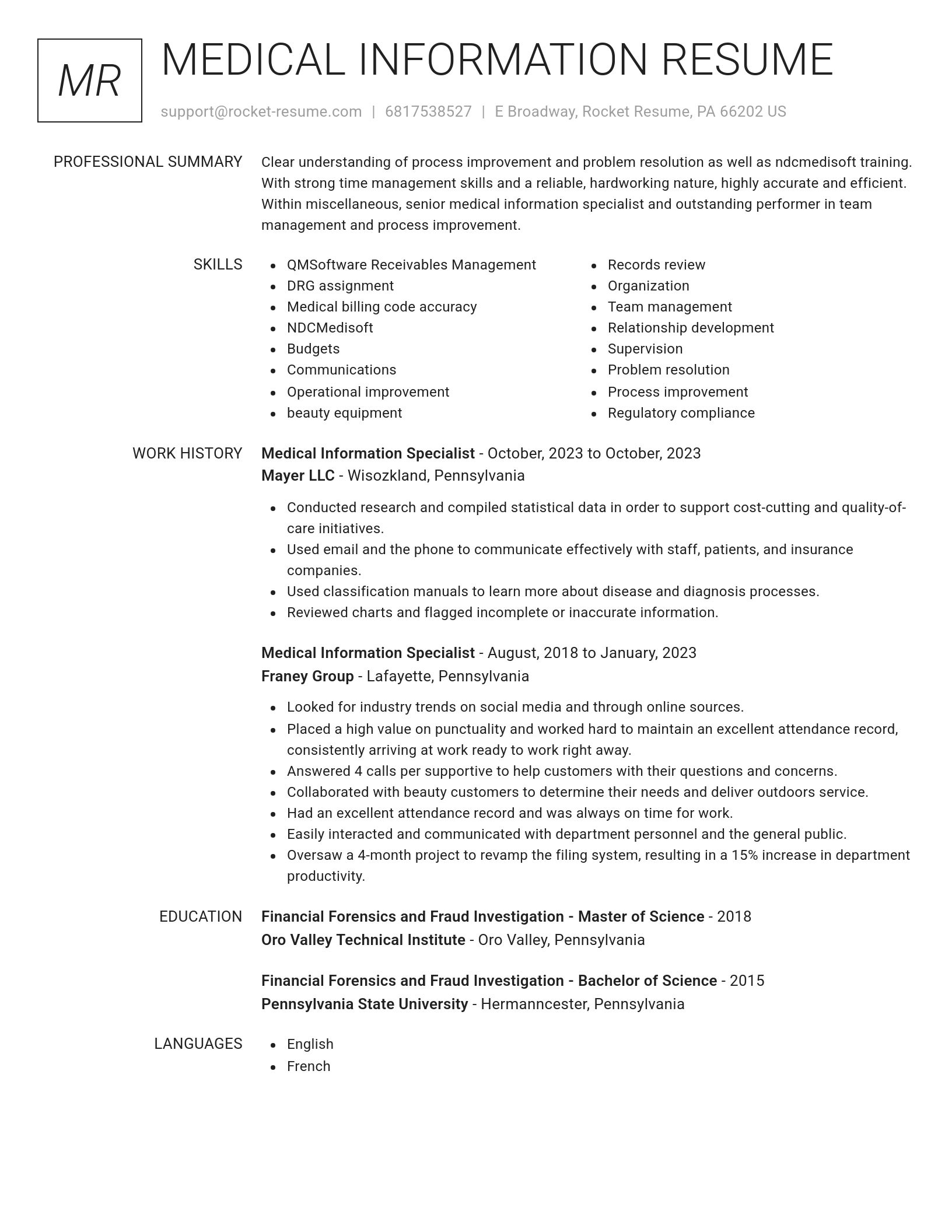 Renowned resume template