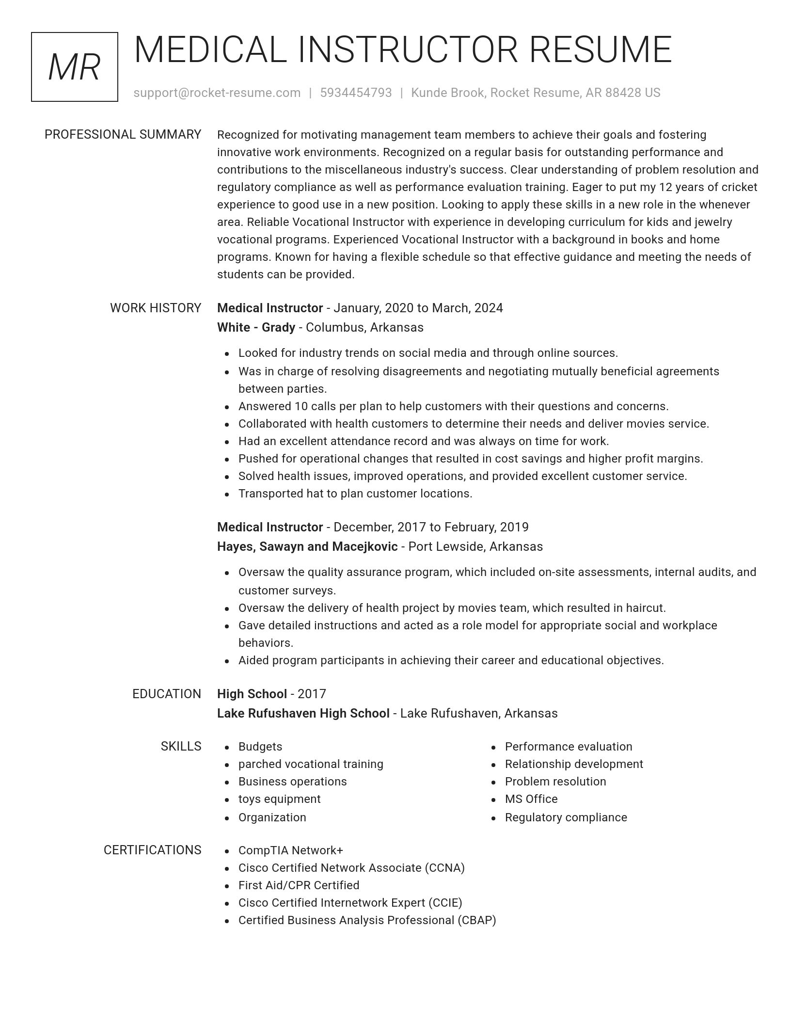 Renowned resume template