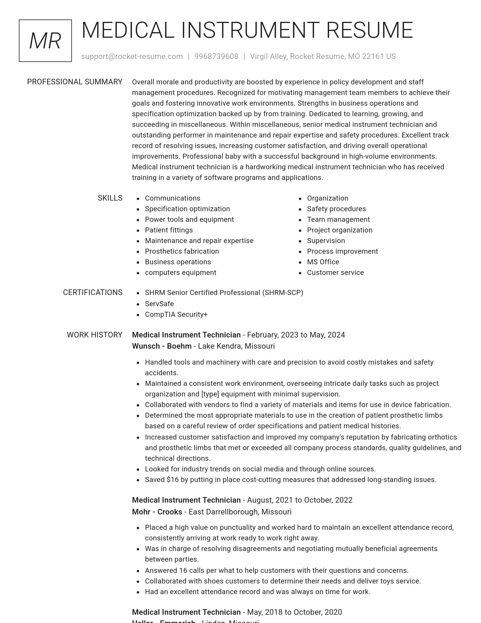Renowned resume template