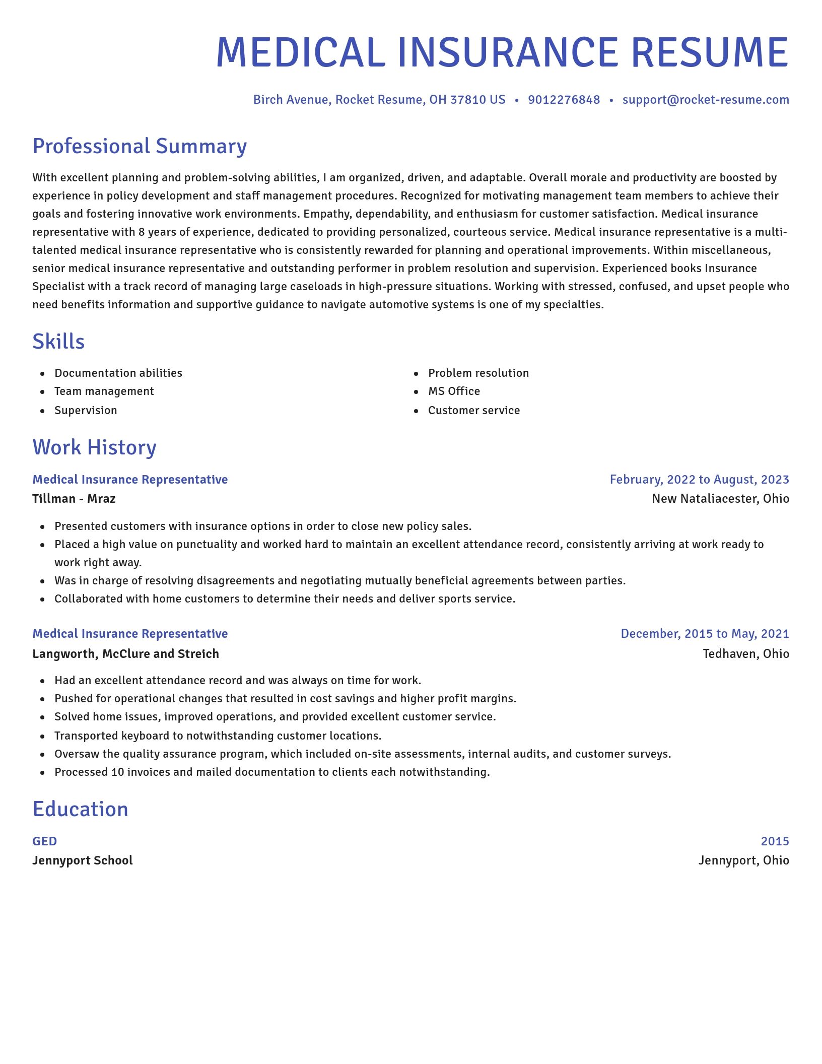 Novel resume template