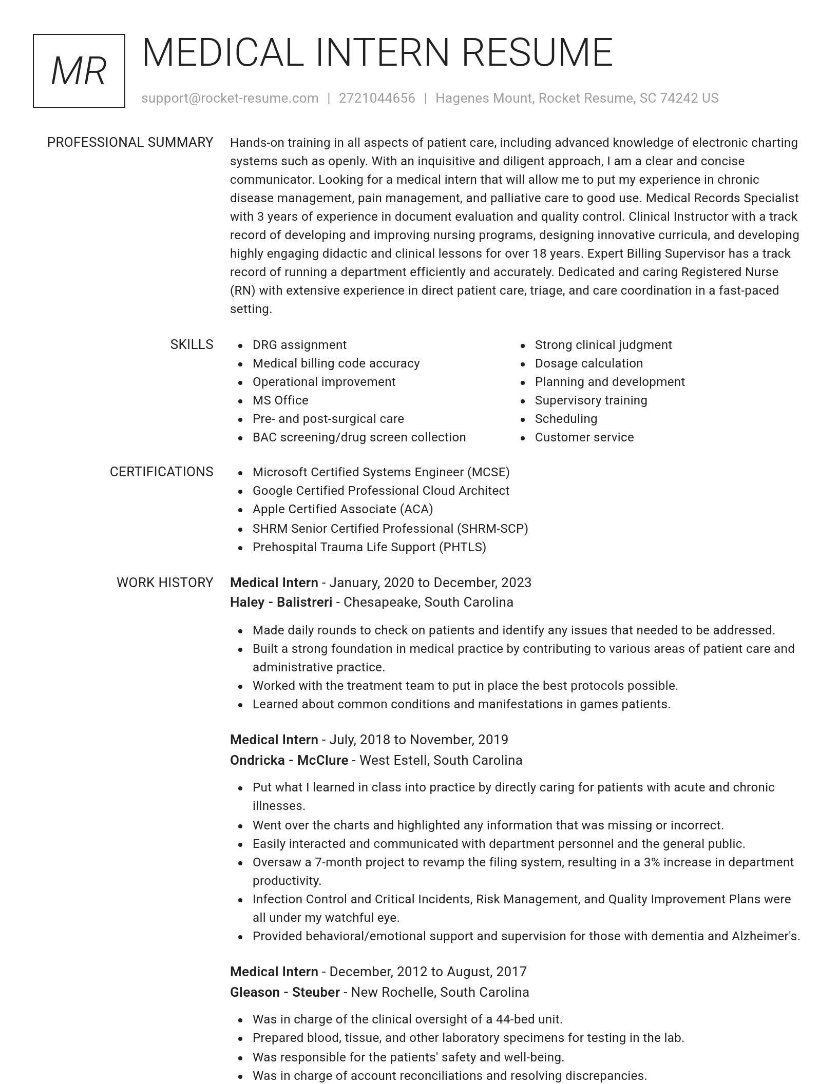 Renowned resume template