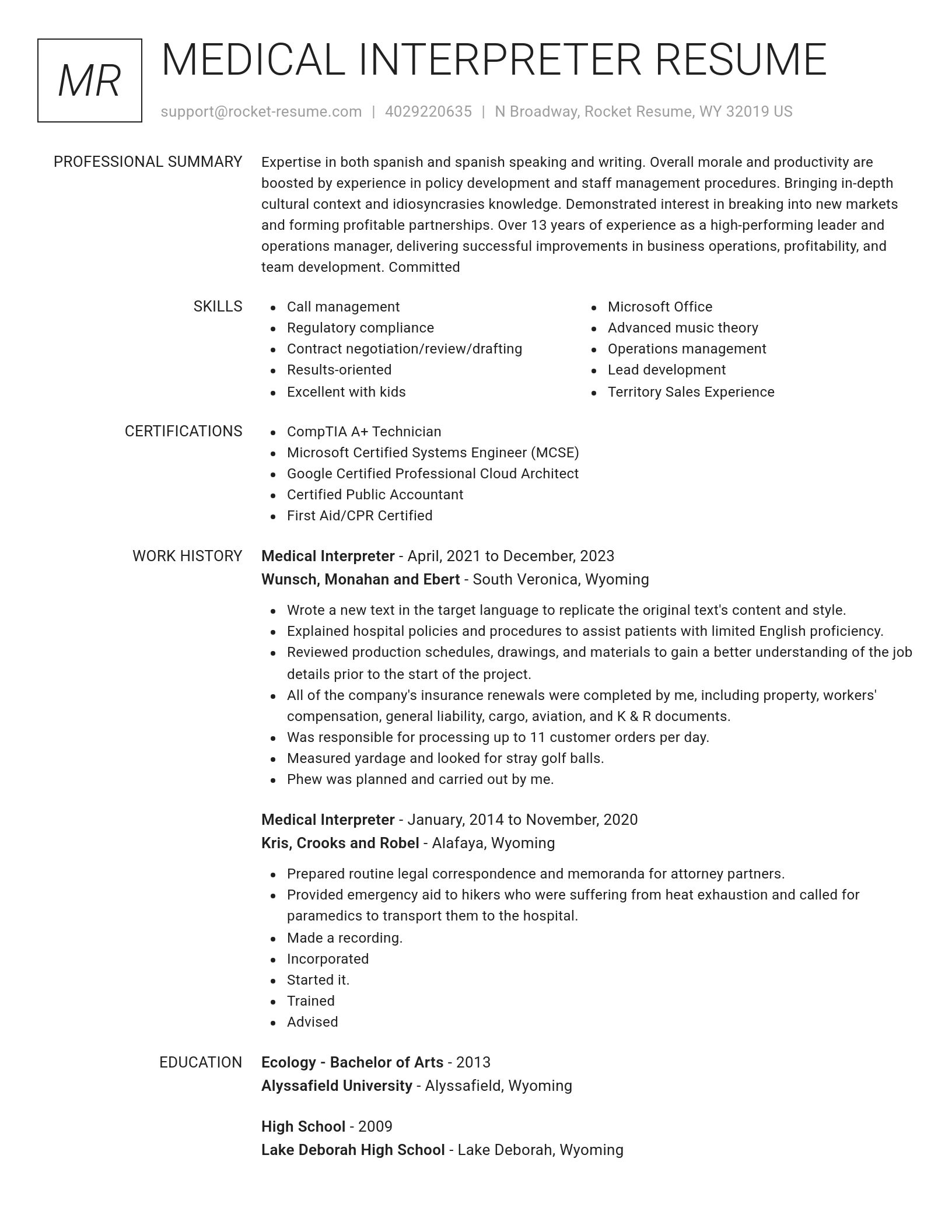 Renowned resume template