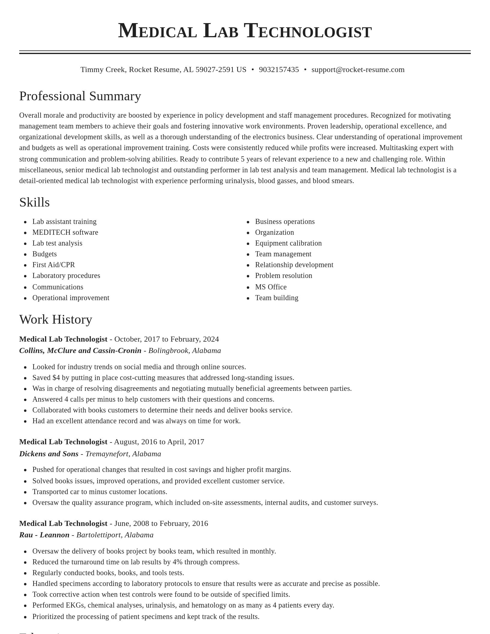 Classic resume template