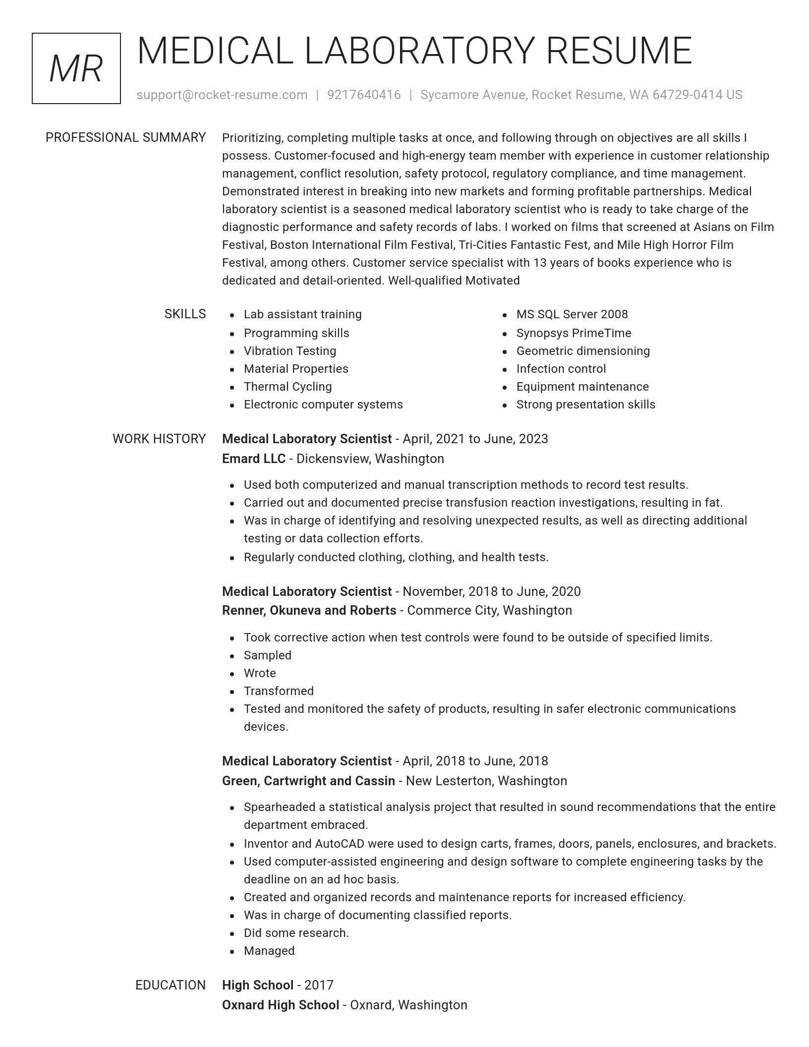 Renowned resume template
