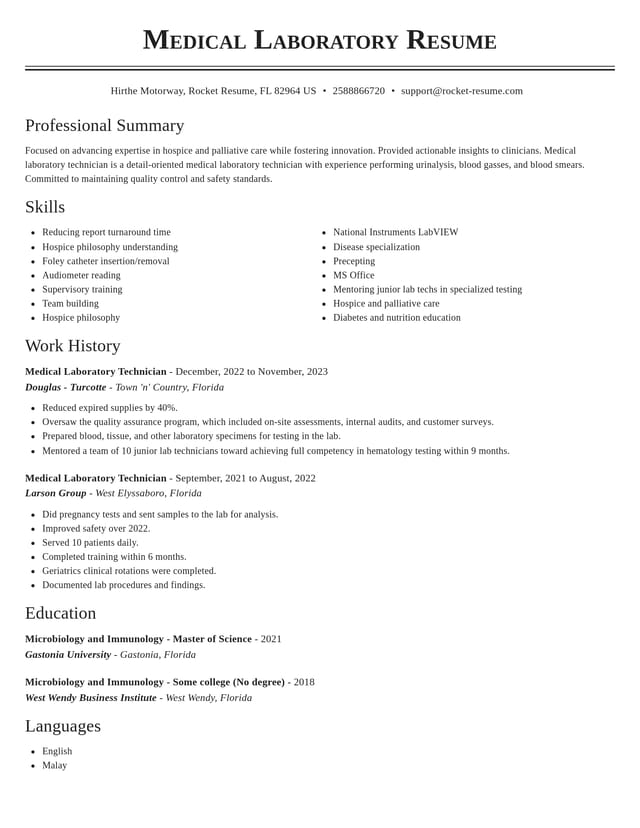 Classic resume template
